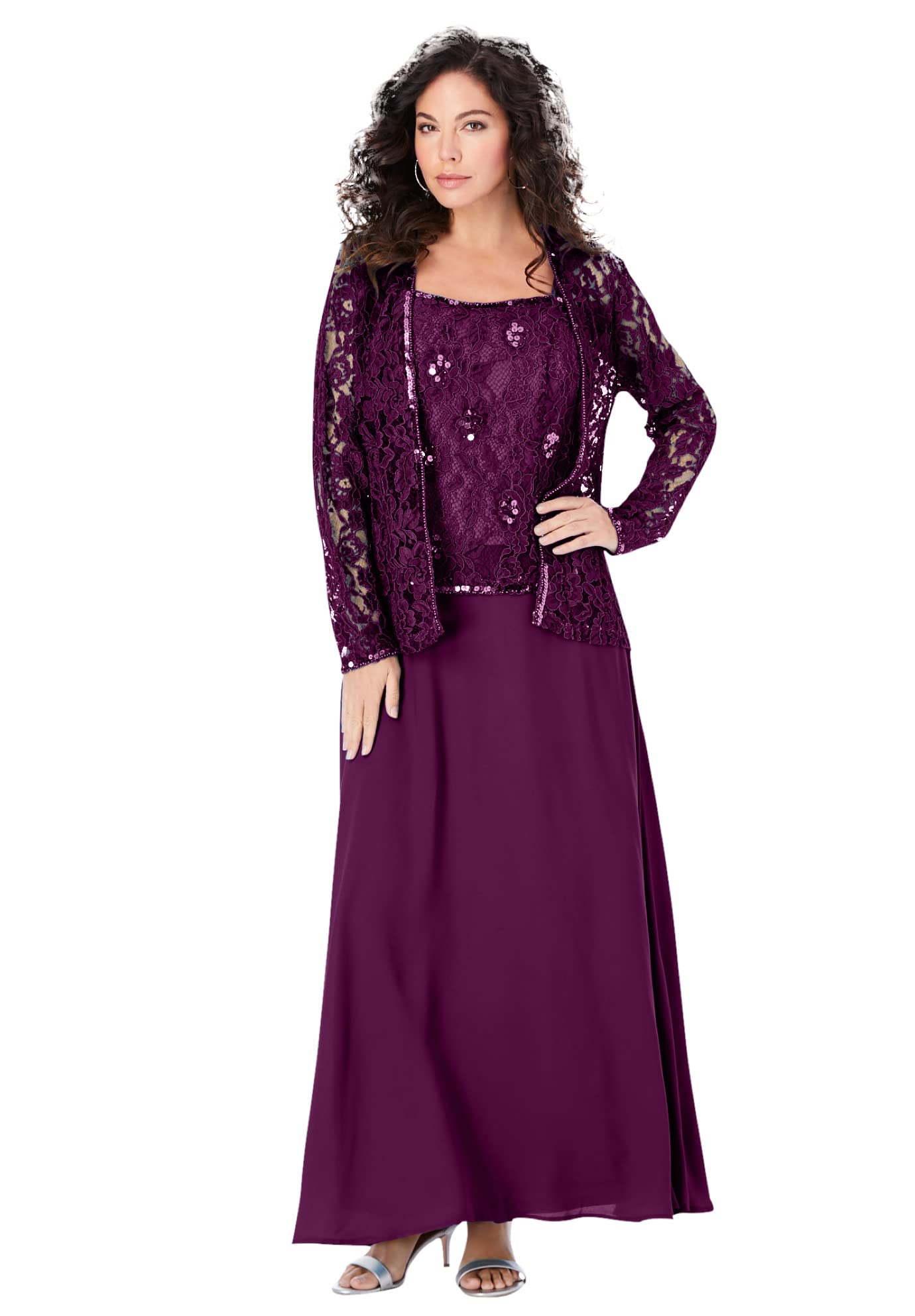 Romantic Lace Jacket Gown for Women Plus Size - Elegant Formal Dress for Weddings, Parties & Special Occasions
