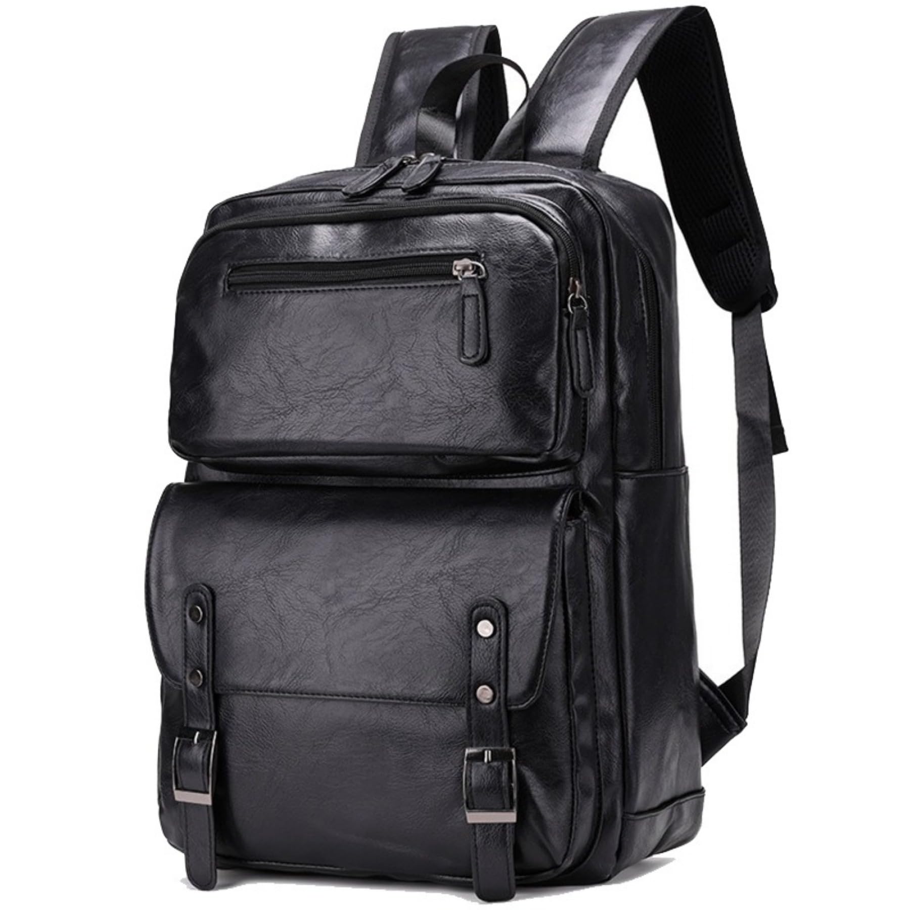 Premium ROSTNK Leather Backpack for Men & Women - 17 Inch Laptop Backpack with Large Capacity - Waterproof Business Travel Backpack for Work, College, Commuting & Outdoor Adventures (Black)