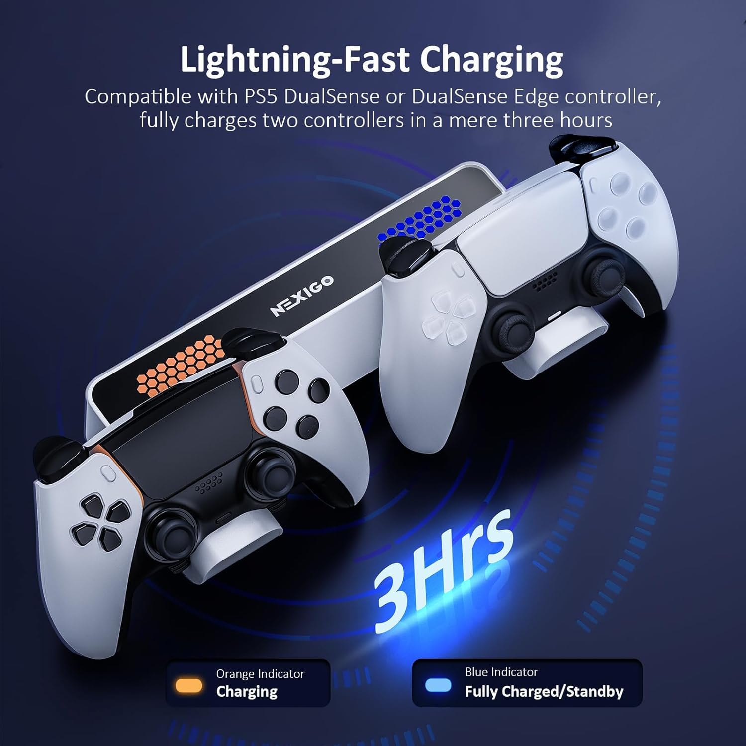 NexiGo PS5 Wall Mount Kit with Charging Station - Compatible with PS5/PS5 Slim/PS5 Pro Consoles & DualSense/Edge Controllers - Sturdy Metal Wall Stand with LED Indicator - Perfect for Gaming Setup & Space Saving Organization