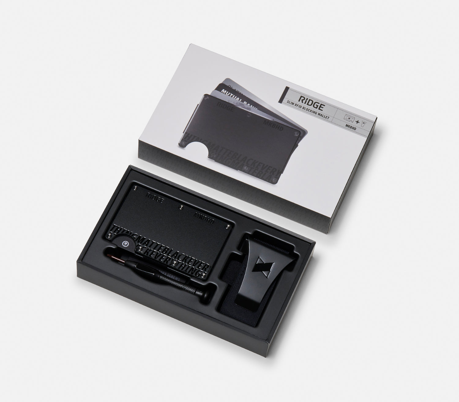 The Ridge Wallet - Slim Minimalist RFID Blocking Front Pocket Wallet for Men - Matte Black - Perfect for Everyday Carry, Travel & Gifting