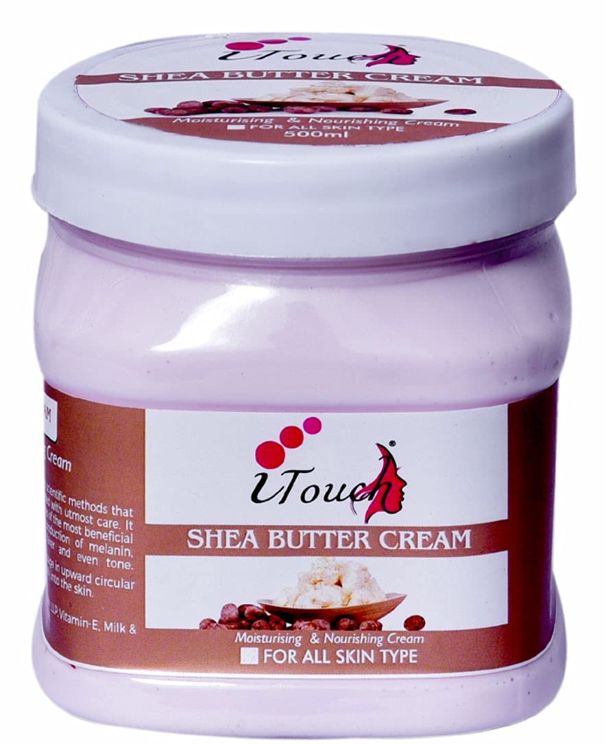 Pure Natural Shea Butter Cream for Skin Whitening & Massage - 500ml | Organic Moisturizer for Dry Skin, Body & Face Care | Perfect for Spa, Home Use & Gifts