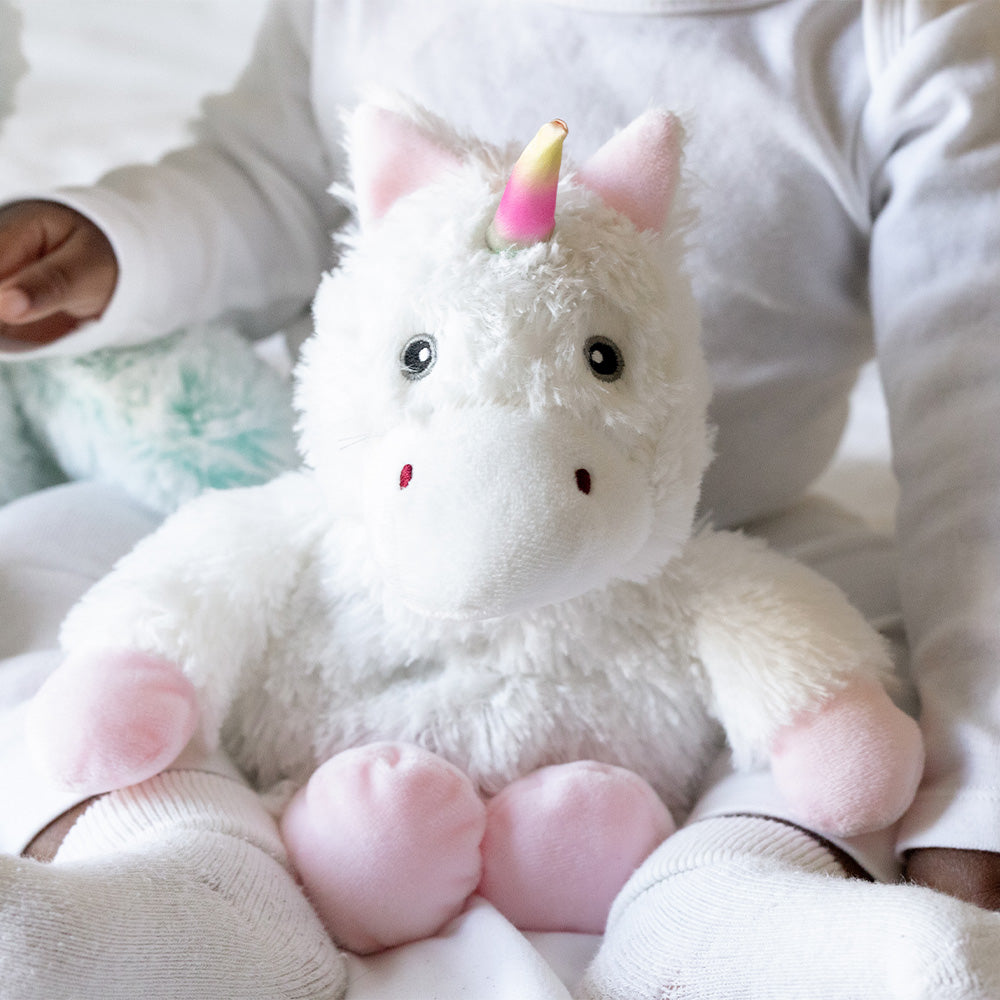 White Unicorn Warmies - Soft & Cozy Plush Heating Pad for Kids & Adults - Perfect for Relaxation, Stress Relief & Sleep Aid - Microwaveable Heat Therapy Stuffed Animal for Cuddling, Comfort & Pain Relief