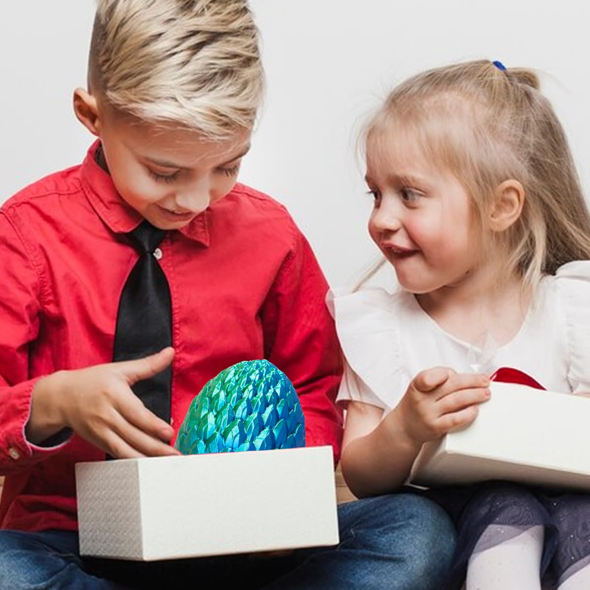 3D Printed Dragon with Egg - Easter Basket Stuffers & Essentials Gift for Kids (Laser Blue Green) - Perfect for Easter Decorations, Party Favors, and Children's Holiday Gifts