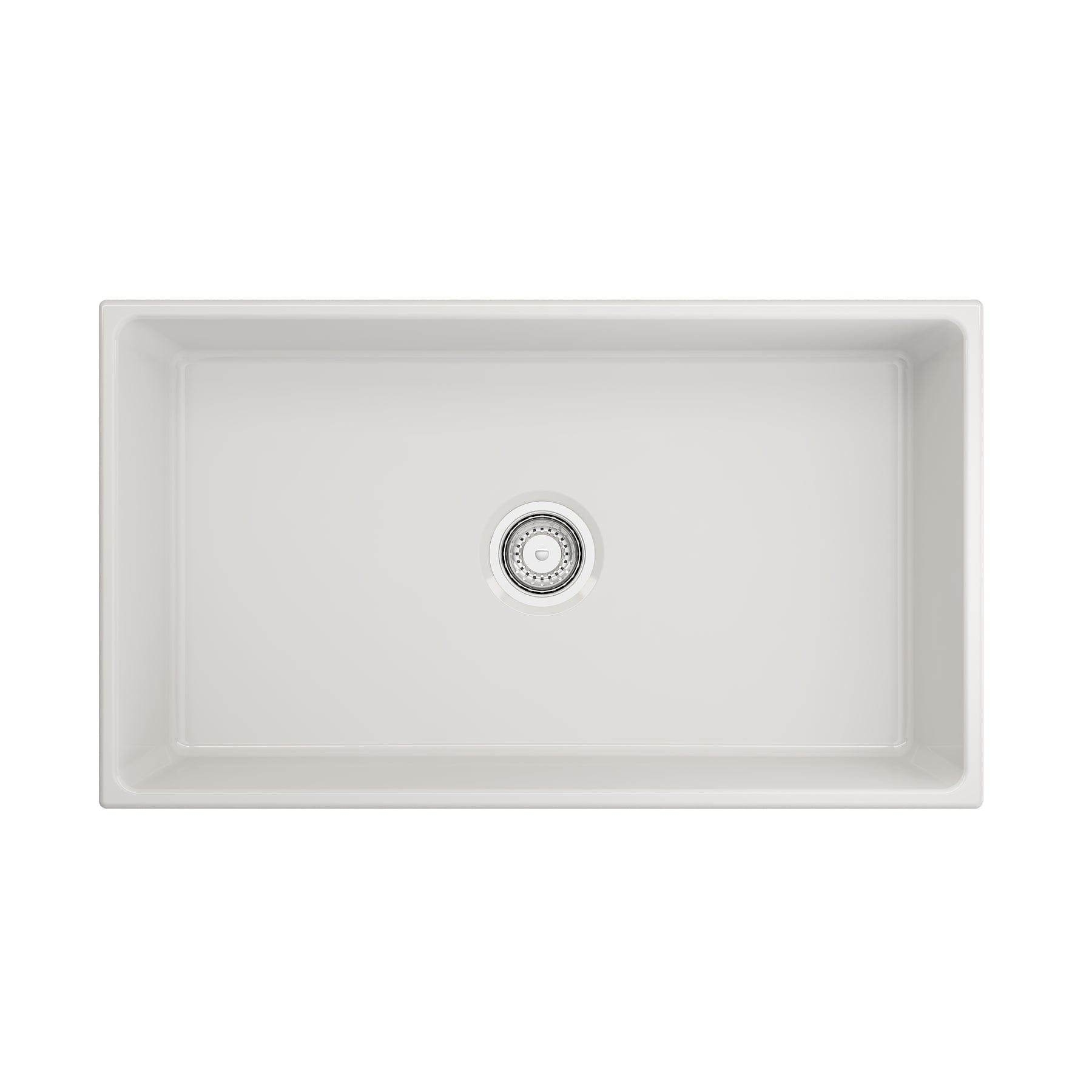 BOCCHI CONTEMPO 33 Inch Fireclay Farmhouse Single Bowl Kitchen Sink with Protective Bottom Grid & Strainer - Perfect for Modern Farmhouse, Rustic, and Traditional Kitchen Designs