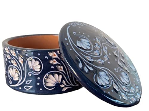 Elegant Ceramic Jewelry Box with Blue & White Engraved Floral Design - Small Jewelry Storage Organizer for Rings, Necklaces & Earrings - Perfect Gift for Women & Home Decor