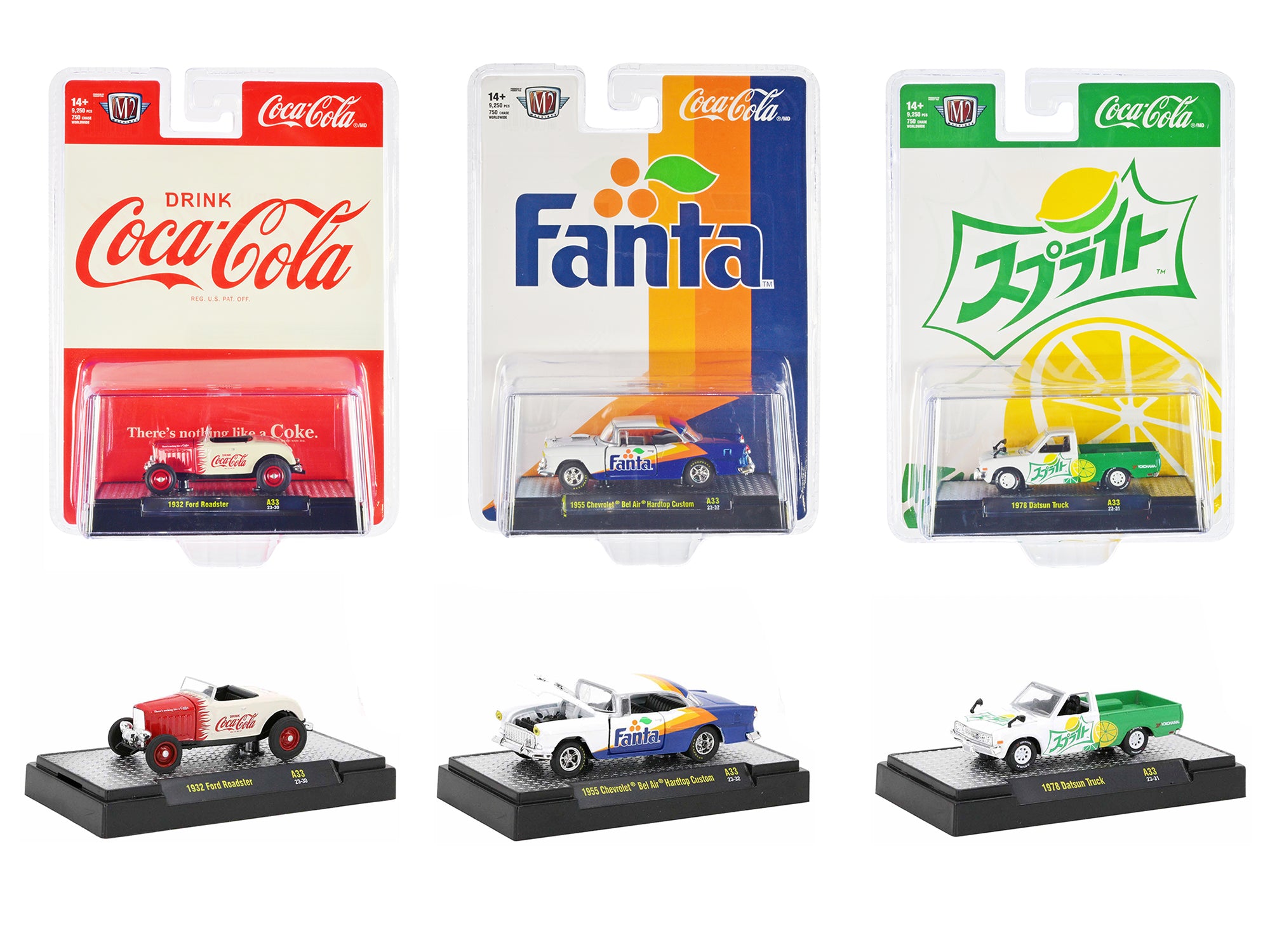 Limited Edition M2 Machines 1/64 Diecast Model Car - Sodas Set of 3 (Release 33, Only 9250 Made Worldwide) - Perfect for Collectors, Display Cases & Diecast Enthusiasts