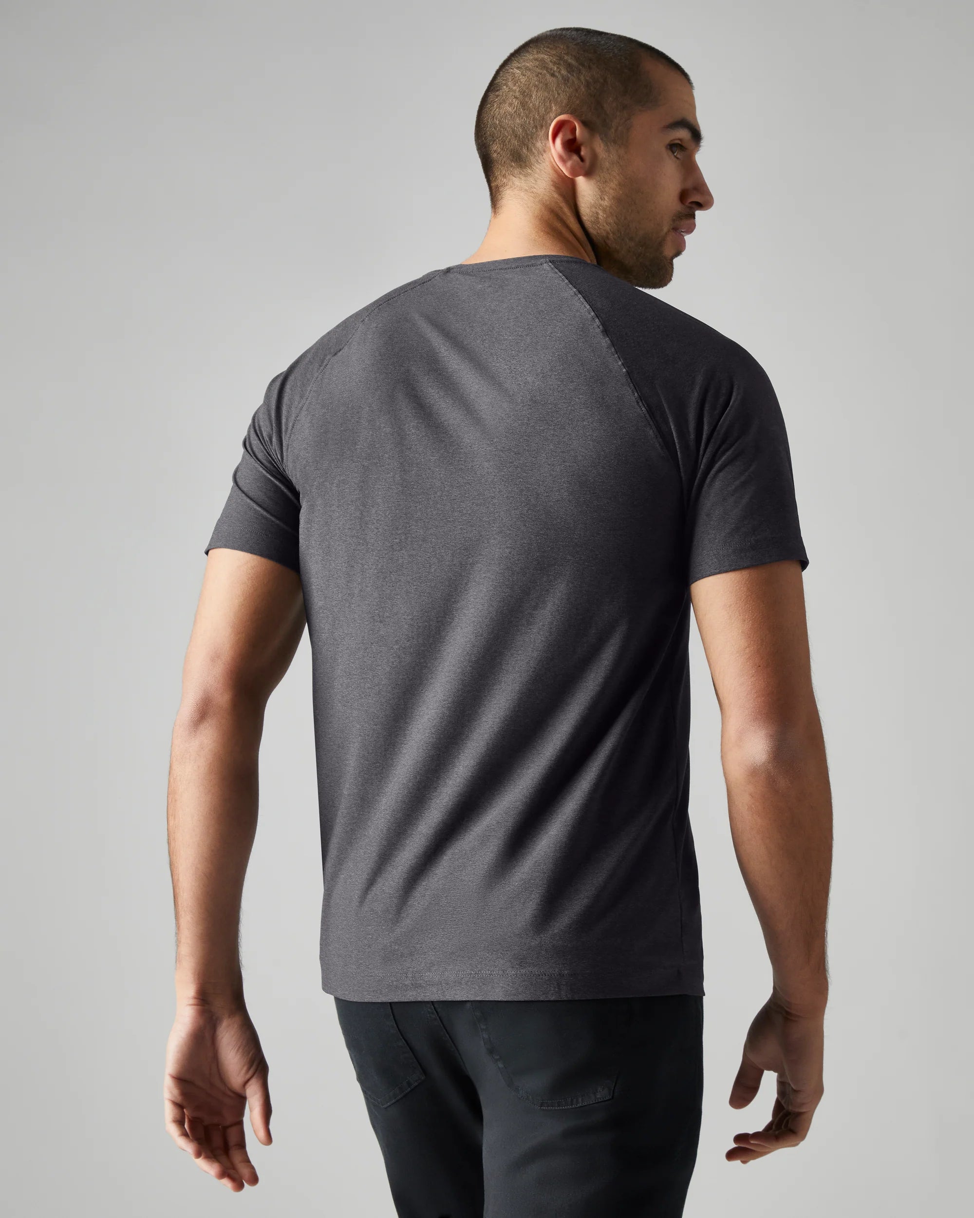 Rhone Men's Reign Trim Fit T-Shirt - Black Heather | Moisture-Wicking Performance Shirt for Gym, Running & Casual Wear