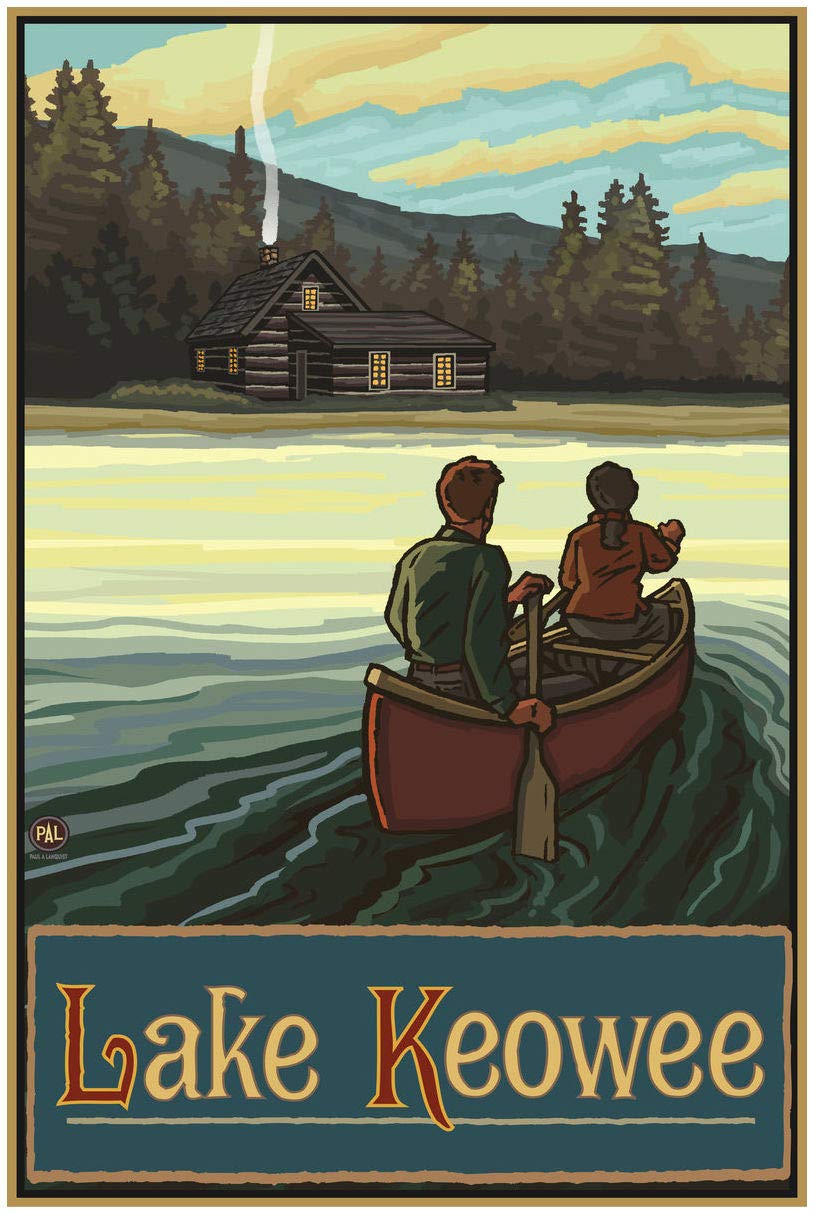 Lake Keowee South Carolina Landscape Giclee Art Print - 30x45 Inch Canoe Scene Wall Decor by Artist Paul A. Lanquist - Perfect for Living Room, Office or Cabin Decor