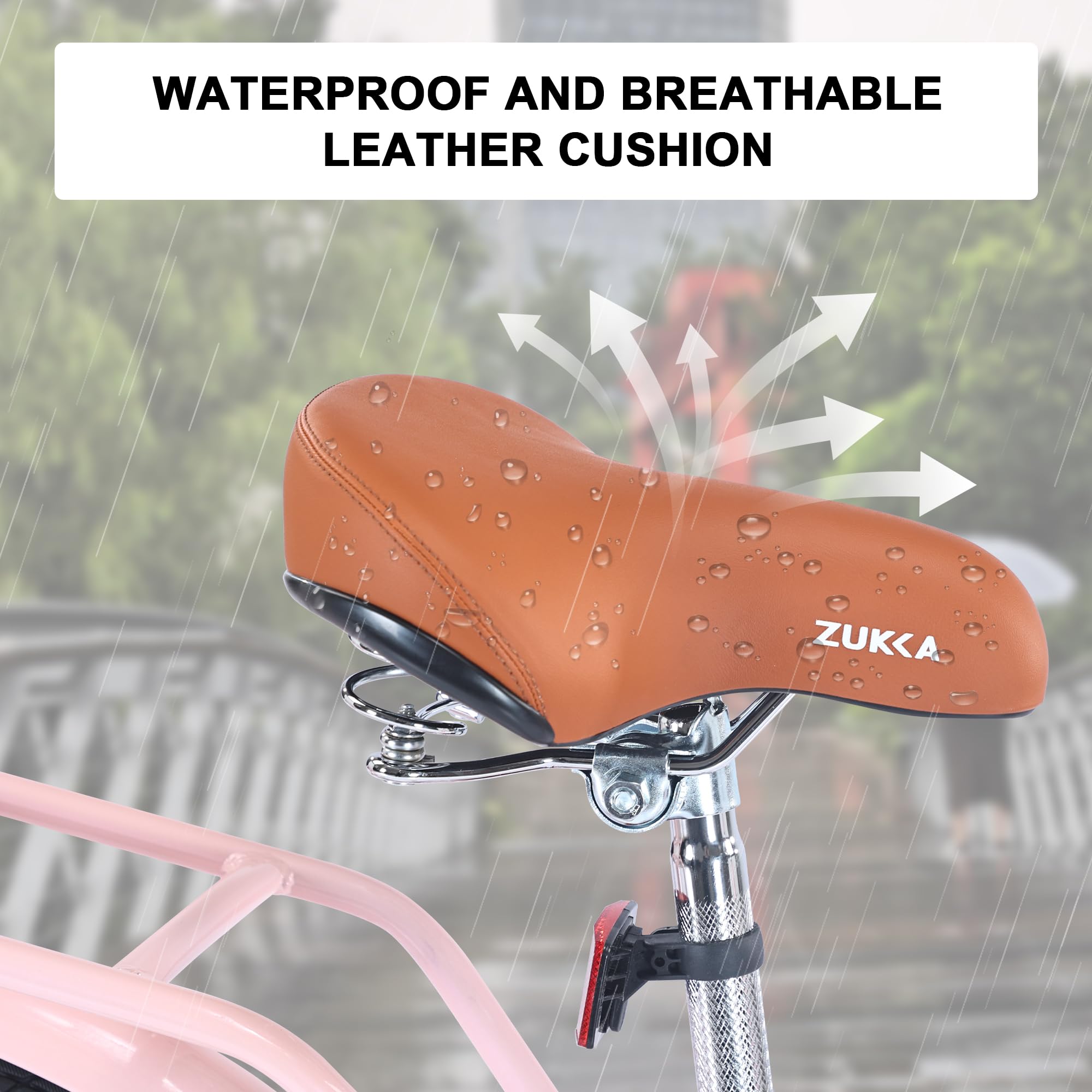 26 Inch Women's Beach Cruiser Bike - 7 Speed Commuter Bicycle with Lightweight High Carbon Steel Frame, Alloy Wheels, Platform Pedals & Comfortable Oversized Seat - Perfect for Coastal Rides, City Commuting & Leisure Cycling