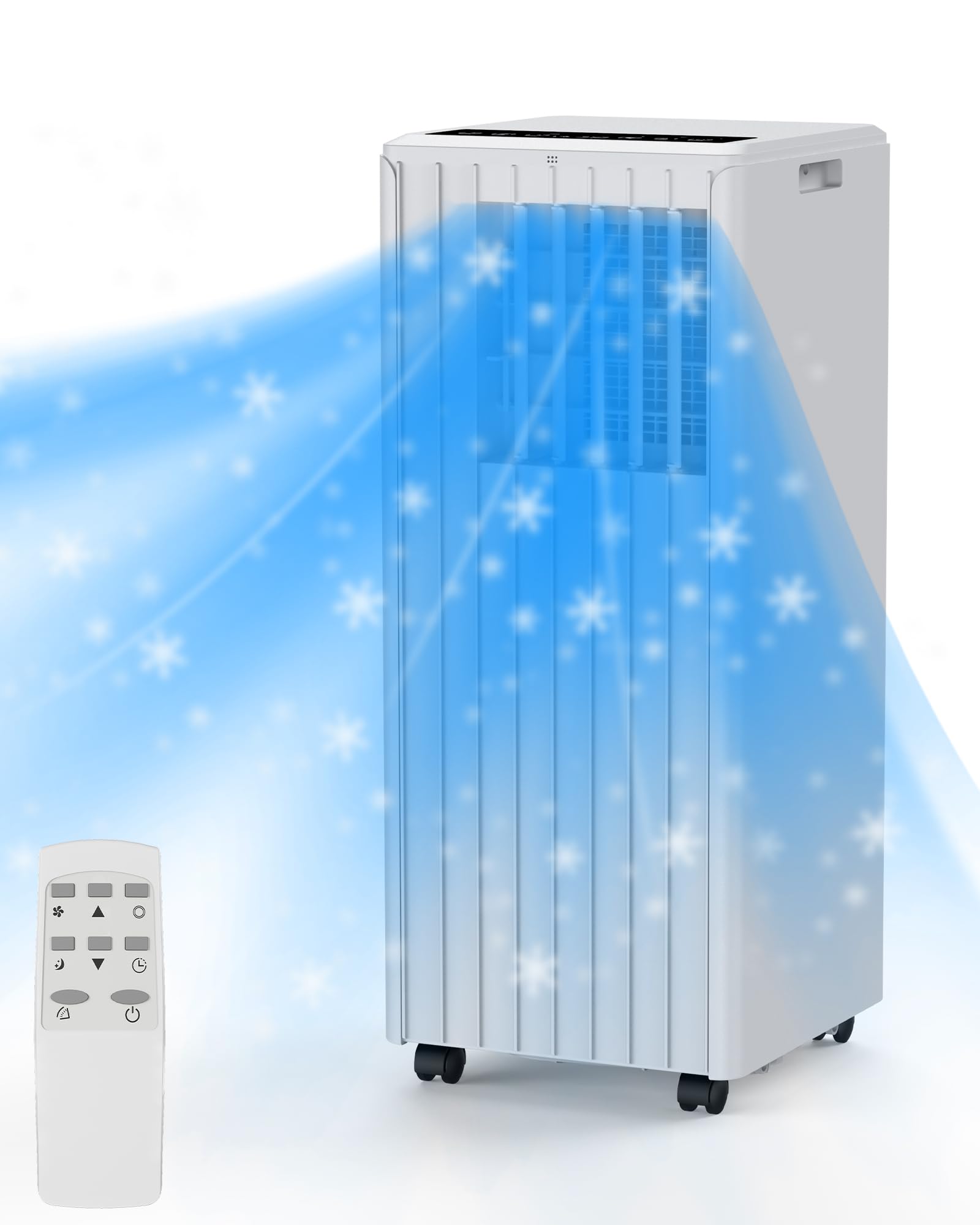 8000 BTU Portable Air Conditioner with Dehumidifier & Fan - Remote Control, Cools up to 300 Sq.Ft - Perfect for Bedroom, Kitchen, Office & Small Spaces | ASHRAE Certified
