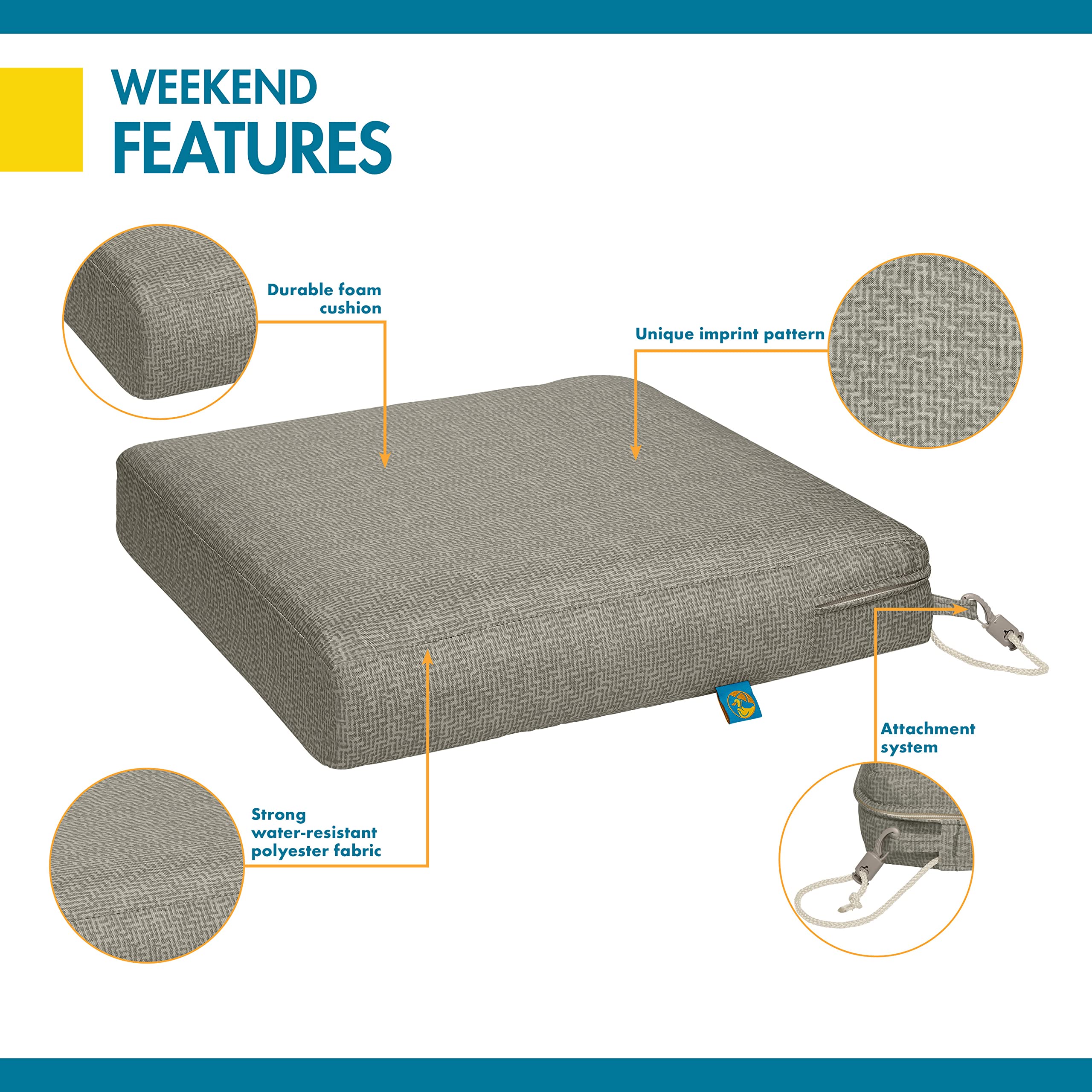 Waterproof Duck Covers Weekend Outdoor Dining Seat Cushion - 21x19x3 Inch Moon Rock Gray - Weather-Resistant Patio Chair Cushion for Deck, Garden & Poolside Use