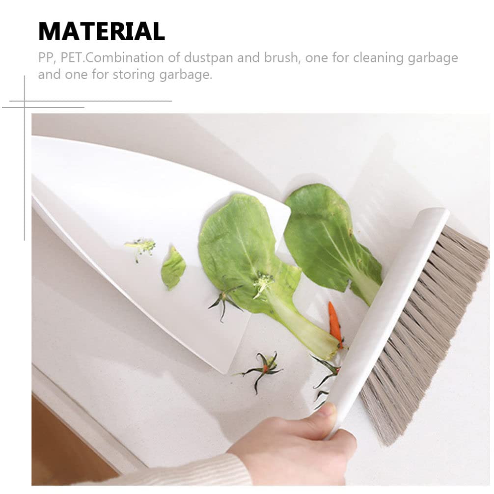 Healifty Mini Cleaning Kit - Small Broom, Keyboard Duster, Table Brush & Dustpan for Phone, Sofa, Door Handles - Portable PP White Cleaning Tools for Home, Office, Pet Hair Removal | Perfect for Desktop, Electronics, Car Interior & Tight Spaces