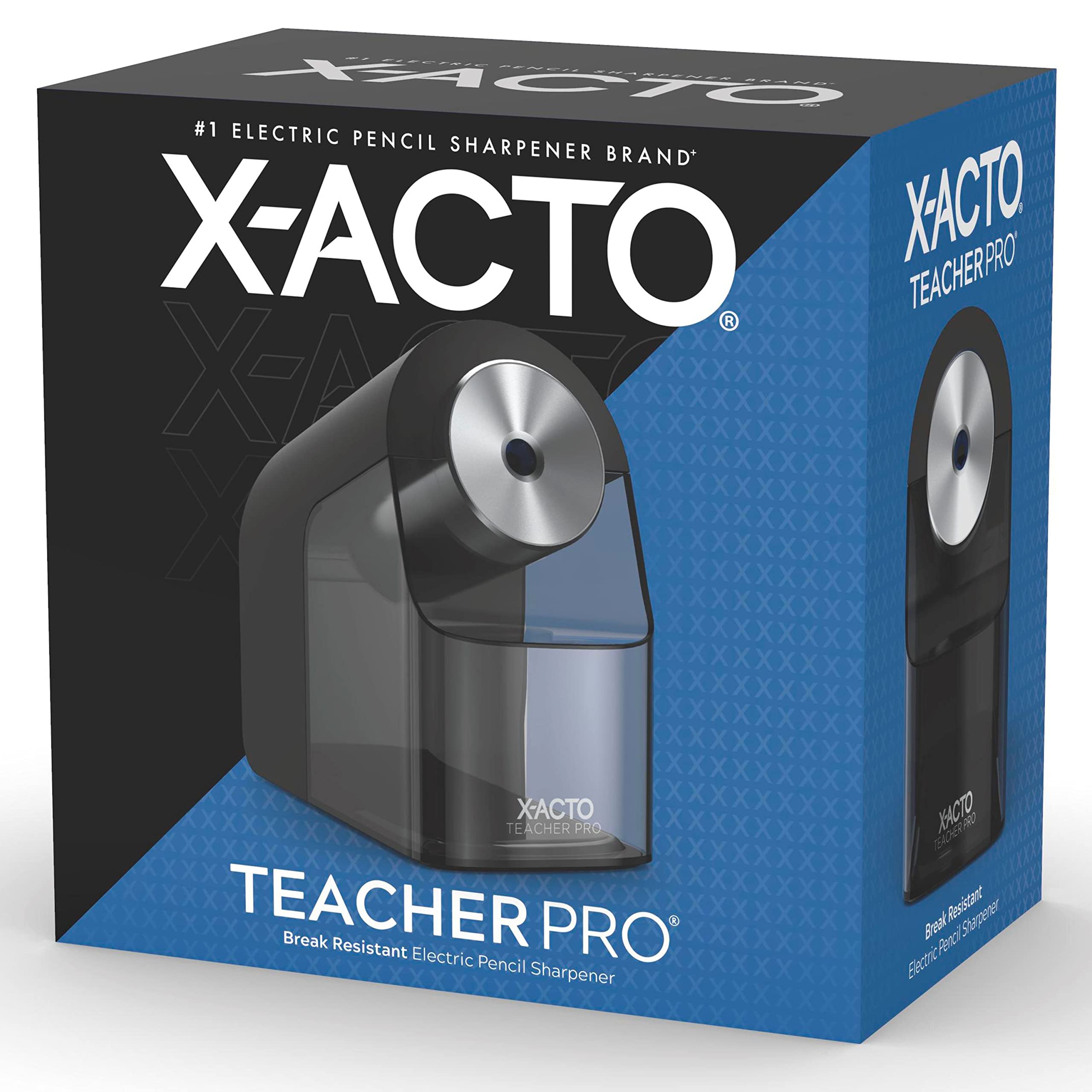 X ACTO Electric Pencil Sharpener with Auto Adjust Dial - SafeStart & SmartStop Technology - Perfect for Office, School & Art Studio Use (Black)