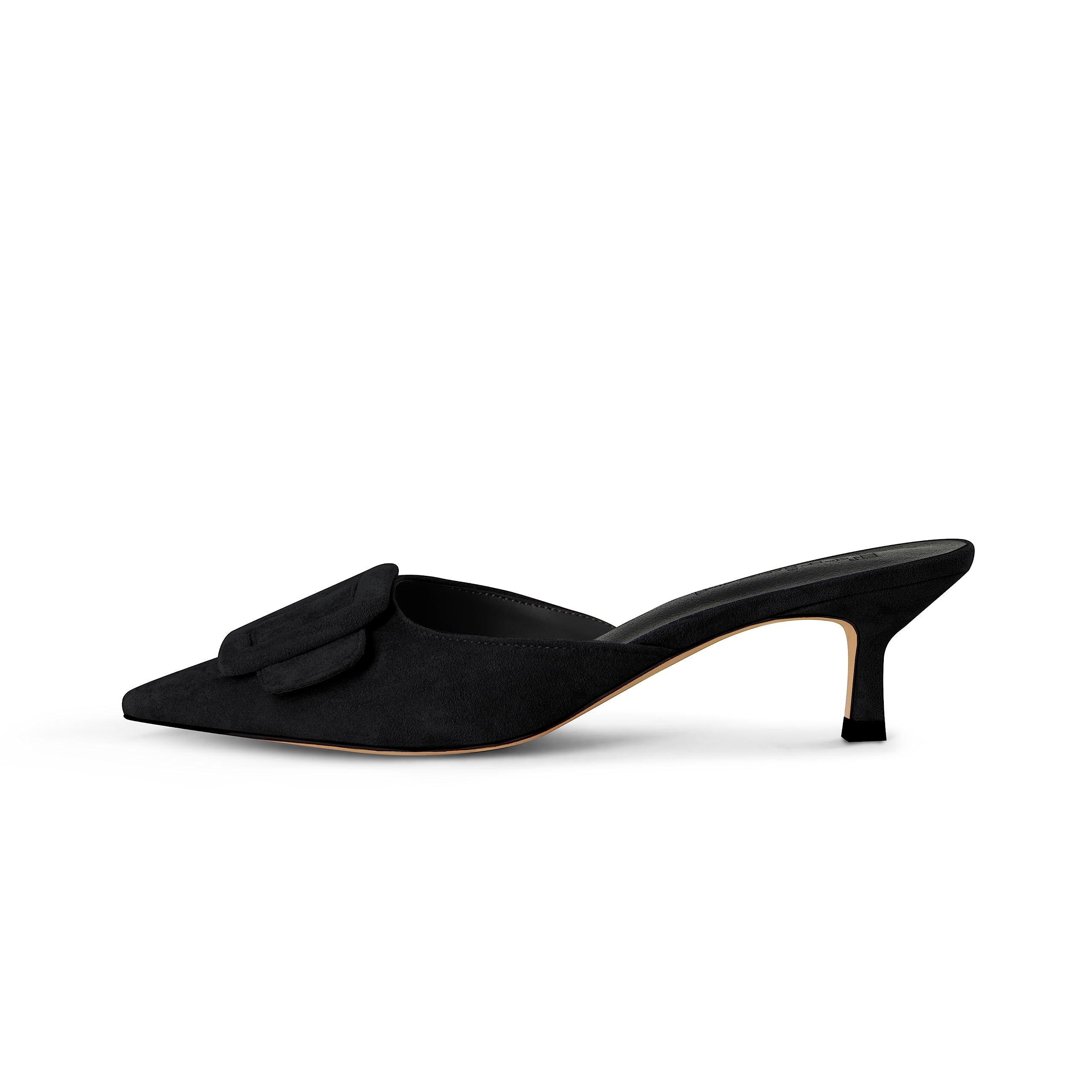 Fericzot Women's Mule Slippers - Slingback Buckle Pumps with Pointed Toe & Kitten Heels | Backless Dress Sandals for Casual Wear, Office & Evening Outfits