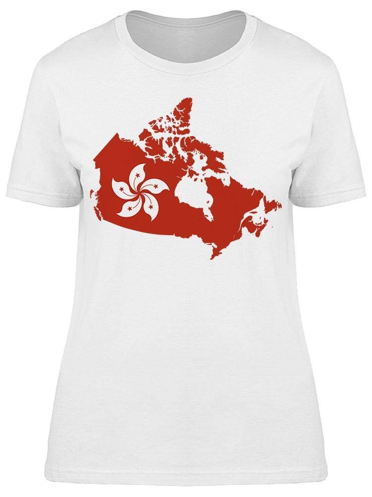 Canada Map Hong Kong Flag T-Shirt for Women - Stylish Graphic Tee for Travel, Casual Wear & Patriotic Fashion