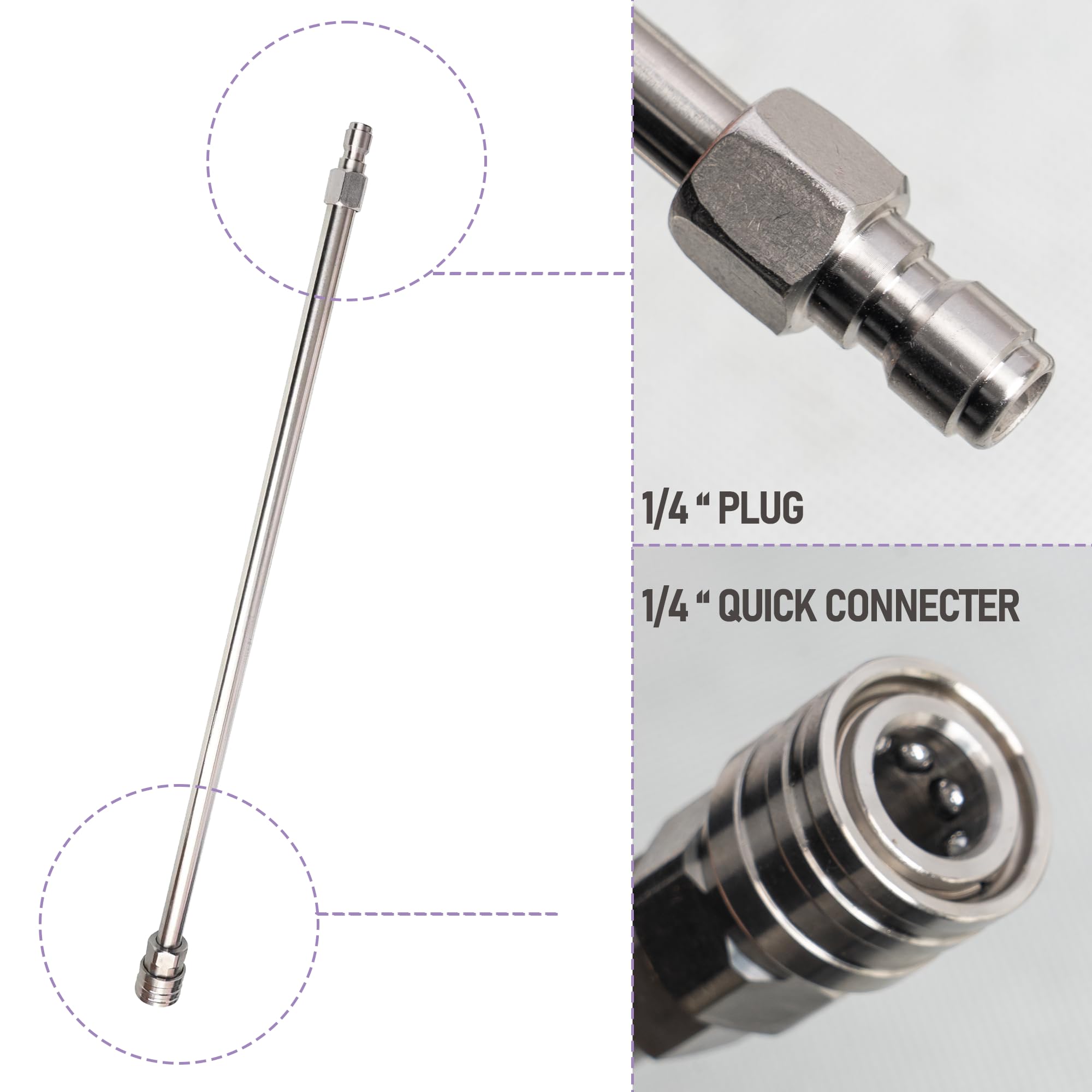 Hourleey 2 Pack 17 Inch Pressure Washer Wand - Heavy Duty Stainless Steel Body & 1/4