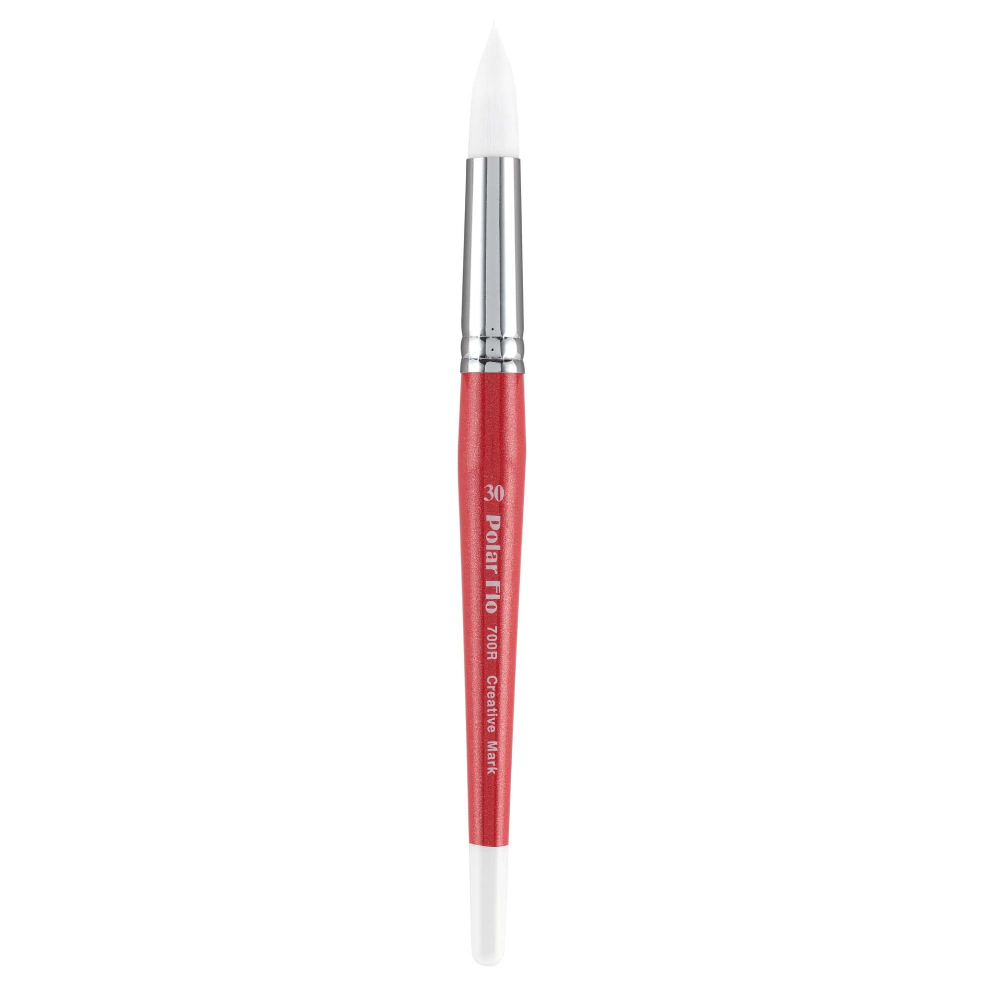 Creative Mark Polar Flo Professional Watercolor Brushes - Round 30 Short Handle with Nickel-Plated Brass Ferrule - Premium Art Paint Brushes for Acrylic, Watercolor, Gouache Painting - Perfect for Artists, Students & Professional Watercolor Techniques