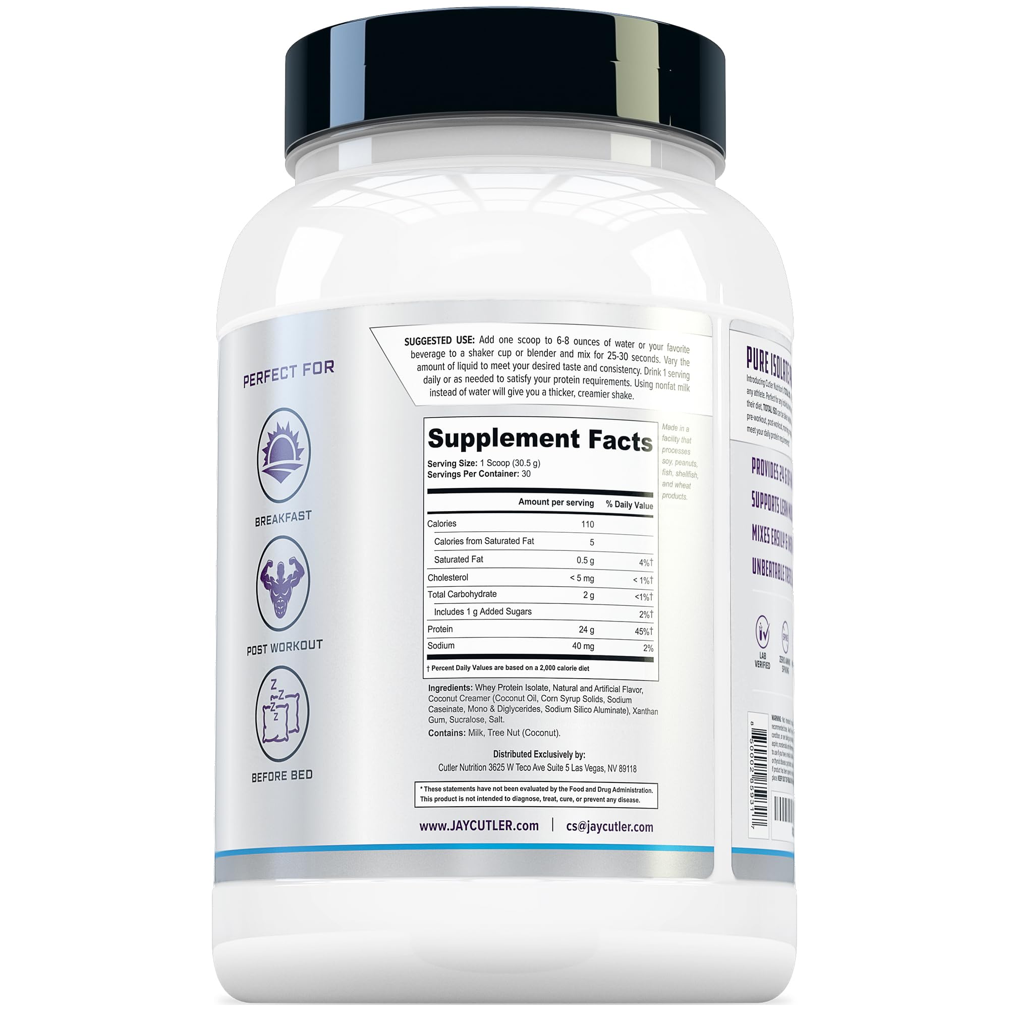 Cutler Nutrition Total ISO Whey Isolate Protein Powder - Best Tasting 100% Whey Protein Shake for Post Workout Recovery, Marshmallow Rice Cereal Flavor, 2lb | Muscle Building & Recovery for Athletes & Fitness Enthusiasts