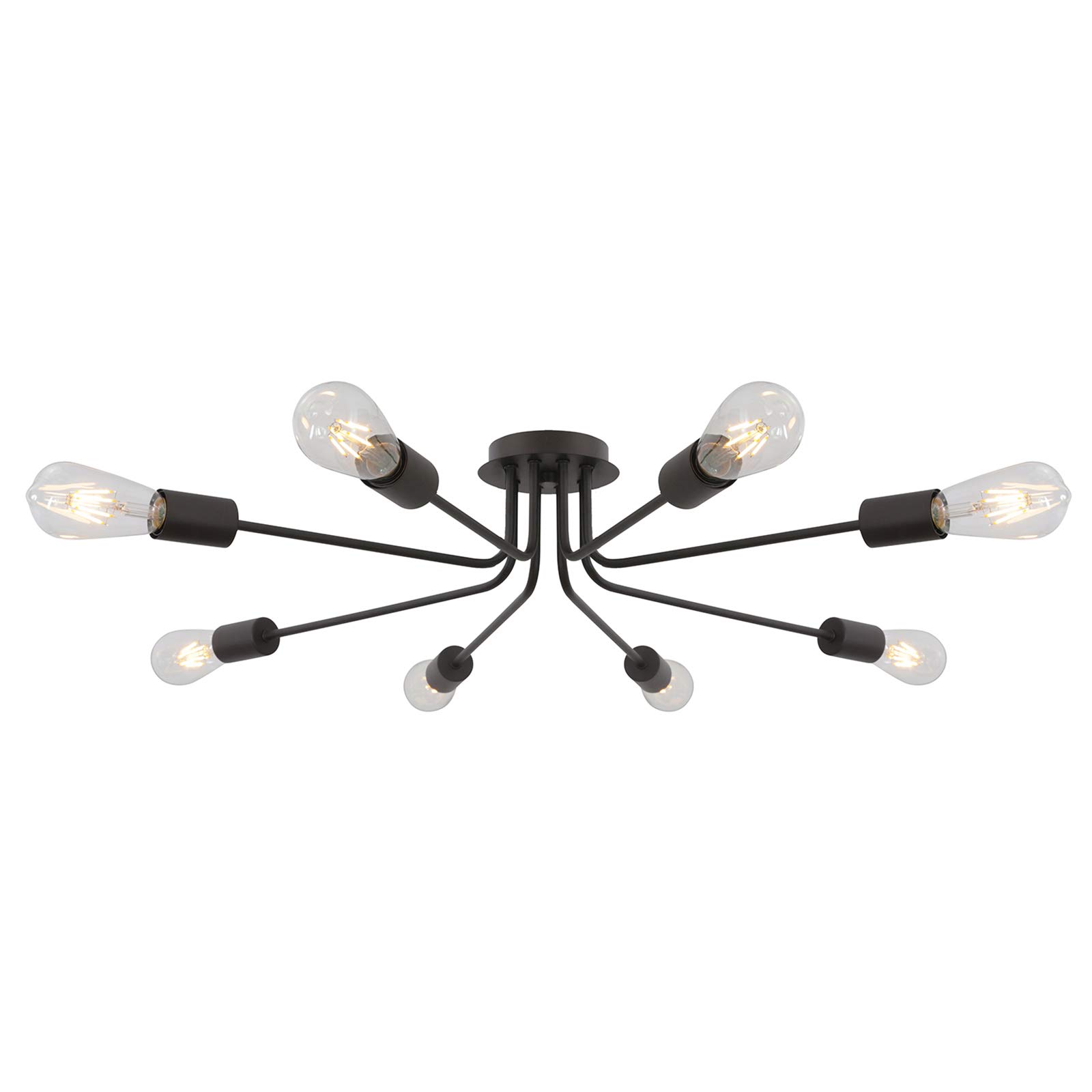 Modern 8-Light Industrial Sputnik Chandelier - Oil-Rubbed Bronze Metal Semi-Flush Mount Ceiling Light Fixture for Dining Room, Living Room, Kitchen, Bedroom, Cafe, Bar & Hallway | Perfect for Farmhouse, Loft & Industrial Style Home Decor