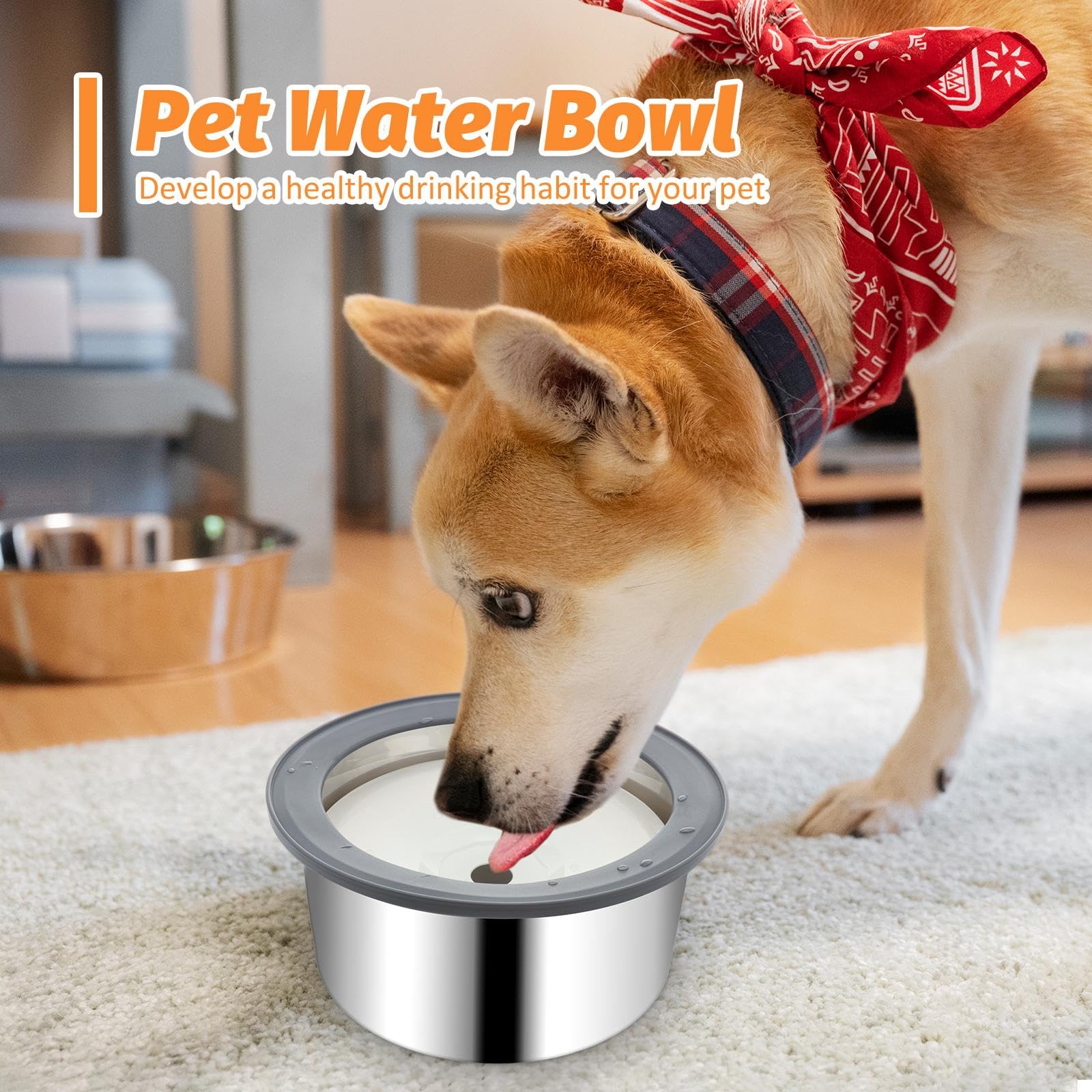Non-Slip Slow Feeder Dog Bowl for Medium & Large Dogs - Spill-Proof Pet Water & Food Dish for Puppies, Kittens & Adult Pets | Perfect for Indoor, Outdoor & Travel Use