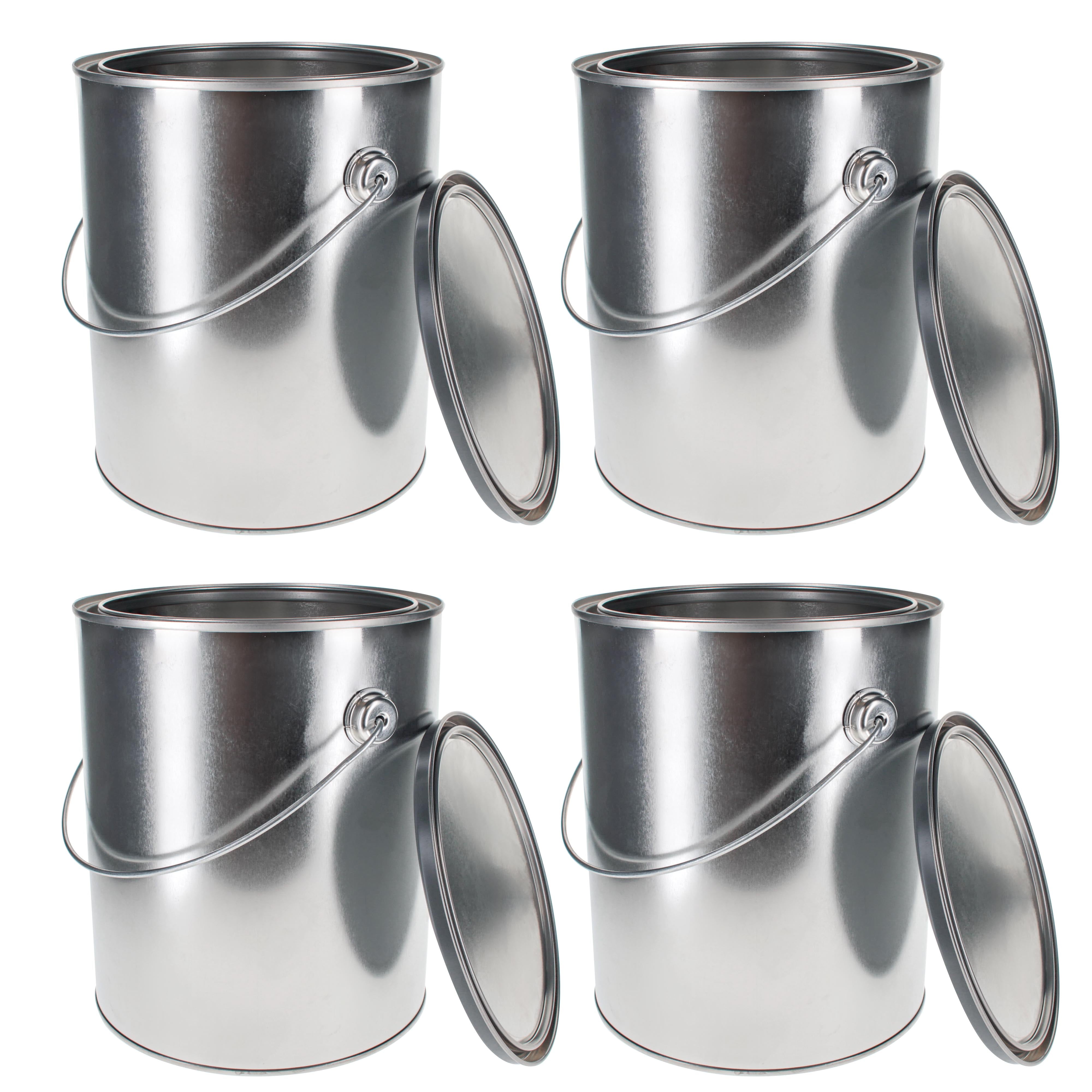 1 Gallon Unlined Empty Metal Paint Can Bucket with Lids - 4 Pack Steel Storage Container with Bail Handles & Triple Tight Seal (128 fl oz) - Ideal for Storing Leftover Oil-Based Paint, Auto Coatings, DIY Projects & Workshop Organization