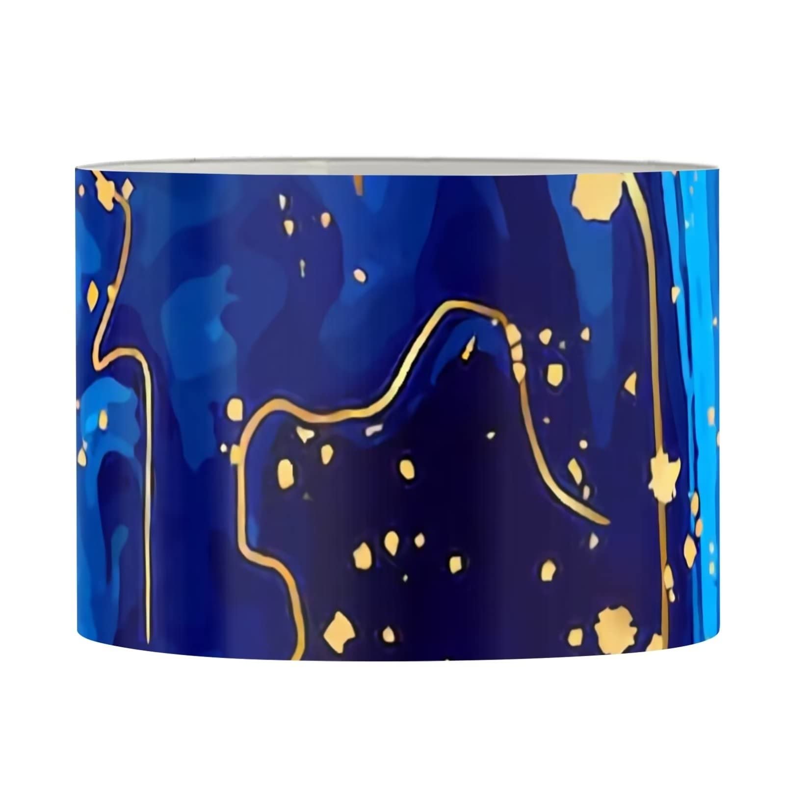 UNICEU Blue Marble Gold Line Print Drum Lampshade 11.2