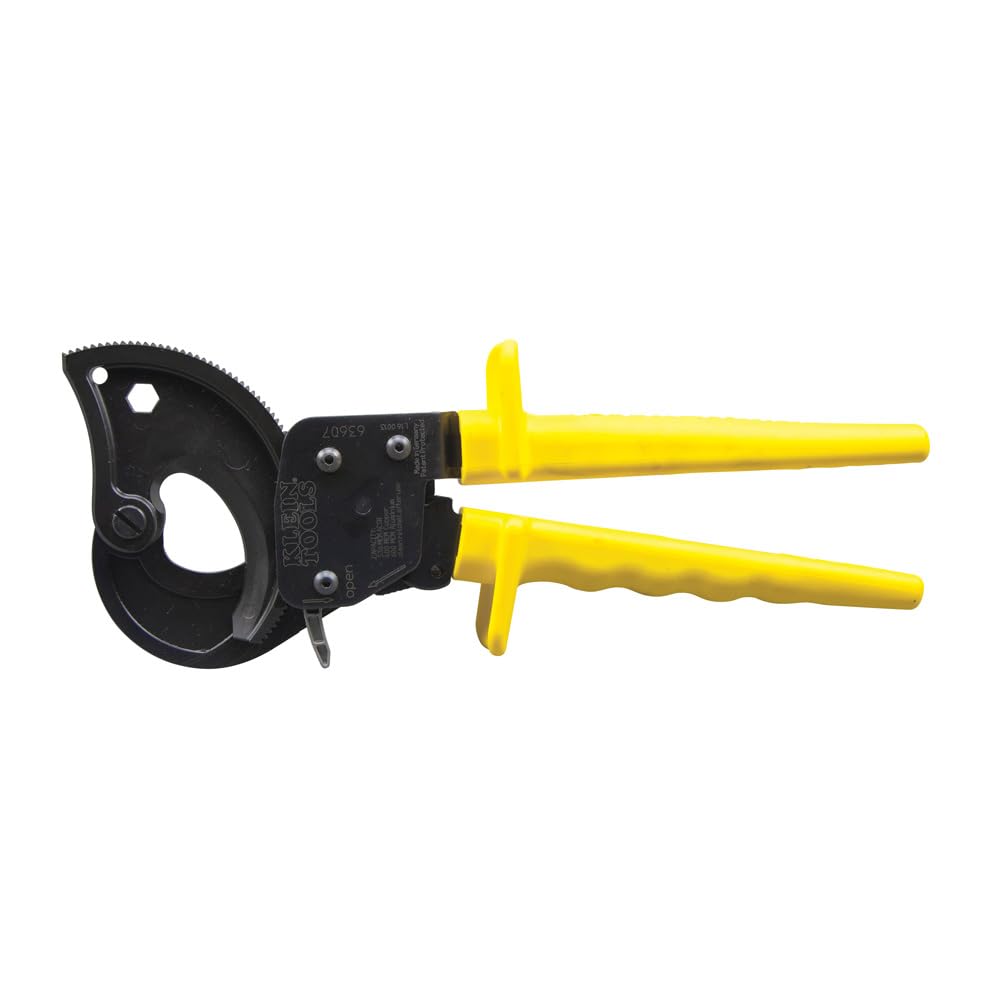 Klein Tools 63607 Ratcheting Cable Cutter - Heavy Duty Wire Cutting Tool for Copper, Aluminum & ACSR Cables | Ideal for Electricians, Contractors & DIY Electrical Projects