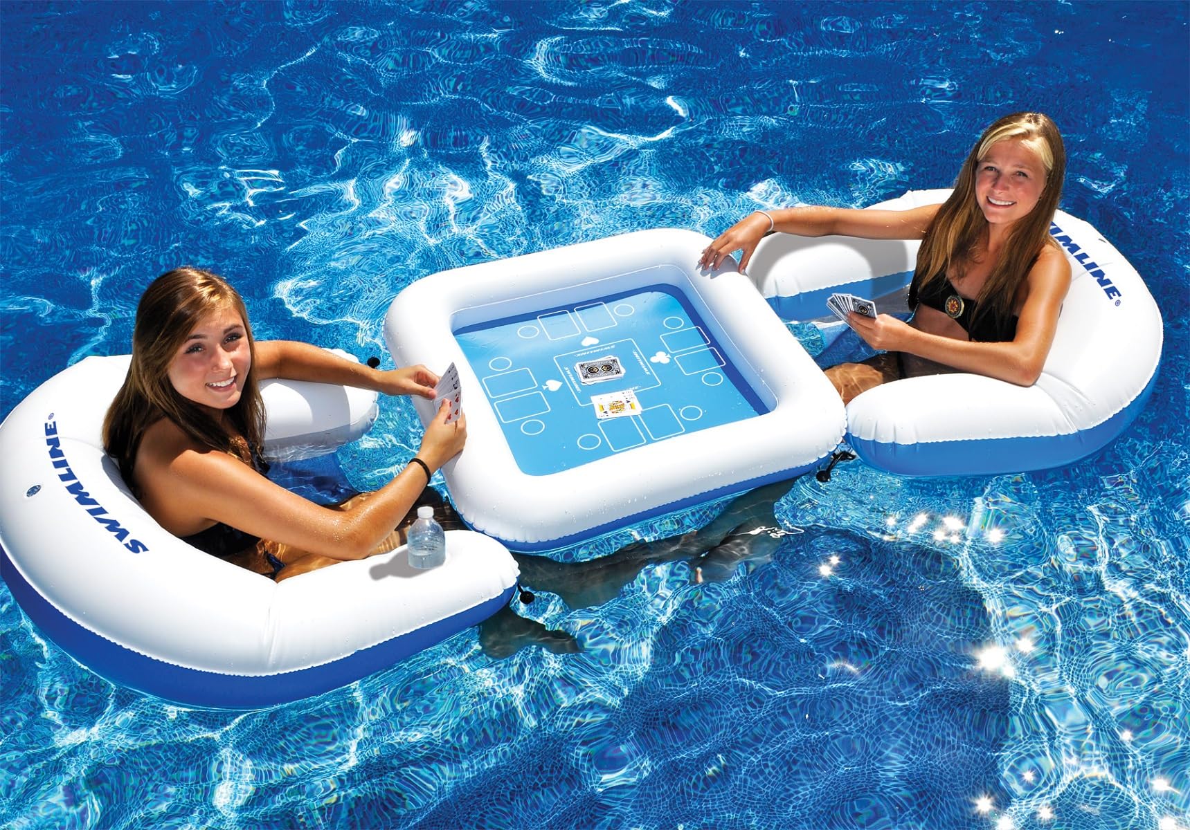 Inflatable Poker Table and Chairs Set (3-Piece) with Waterproof Playing Cards - Perfect for Pool Parties, Beach Games & Outdoor Gatherings