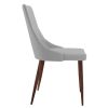 Premium Faux Leather Dining Chairs Set of 2 - Light Grey & Walnut Finish - Modern Kitchen & Dining Room Furniture for Home & Restaurant Use