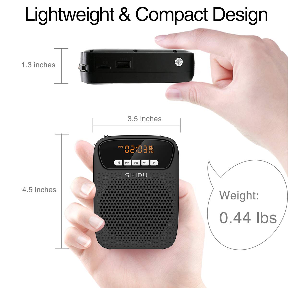 Portable 15W Mini Voice Amplifier with Bluetooth, FM Radio & MP3 - Rechargeable Wireless Speaker for Teachers, Tour Guides, Presentations & Outdoor Events