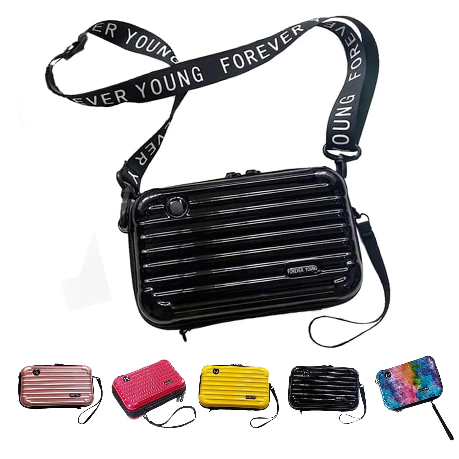 Mini Crossbody Bags for Women - Fashionable Suitcase-Shaped PVC Hard Shell Purse | Waterproof Phone & Makeup Bag for Travel, Parties, Dating | Perfect Cosmetic Organizer & Everyday Essentials Carrier