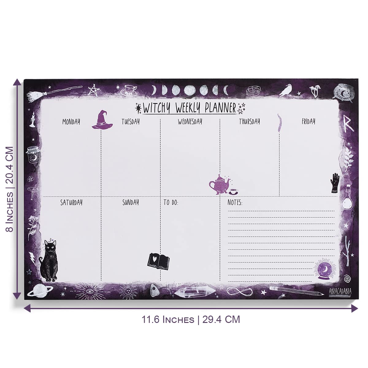 Witchy Weekly Planner Notepad - Undated Big Agenda for Office & Desk Decor - Yule & Christmas Gifts for Women 2025 | Perfect for Wiccan Altars, Gothic Home Decor & Witchcraft Journals