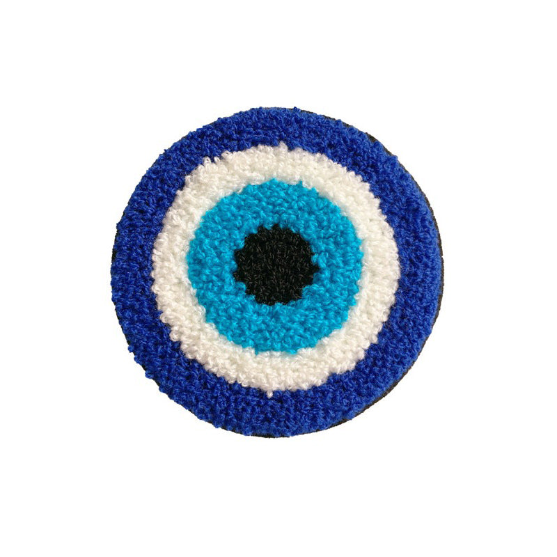 Evil Eye Embroidered Coaster Set of 4 - Handmade Spiritual Protection Drink Coasters - Perfect for Home Decor, Coffee Table, and Gift Giving