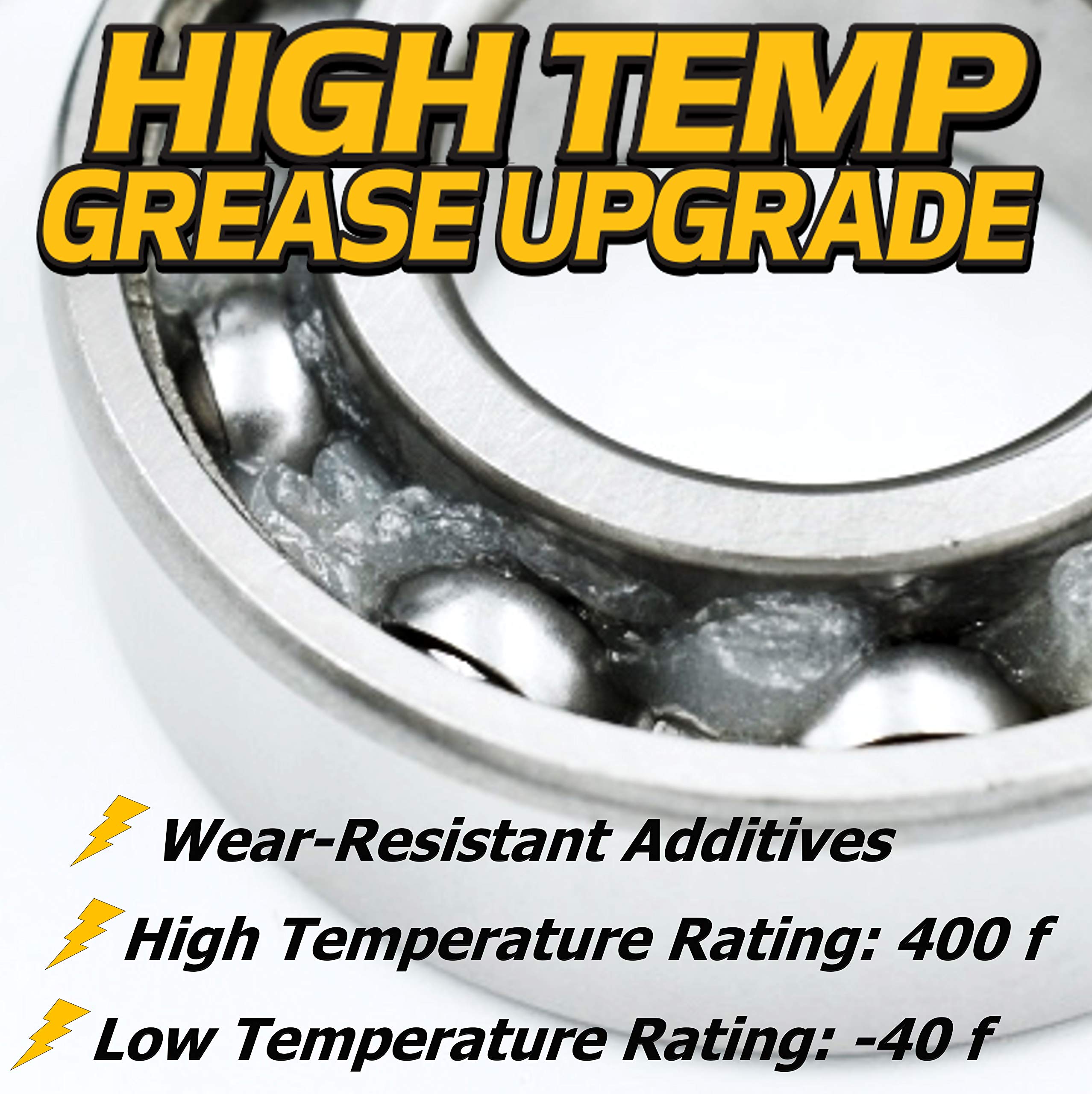 High Performance HD Switch (6 Pack) Deck Spindle Bearings Replacement for Bad Boy 037-8001-00 - Includes High Temperature Grease Upgrade Kit - Perfect for Bad Boy Mowers and Zero Turn Lawn Tractors