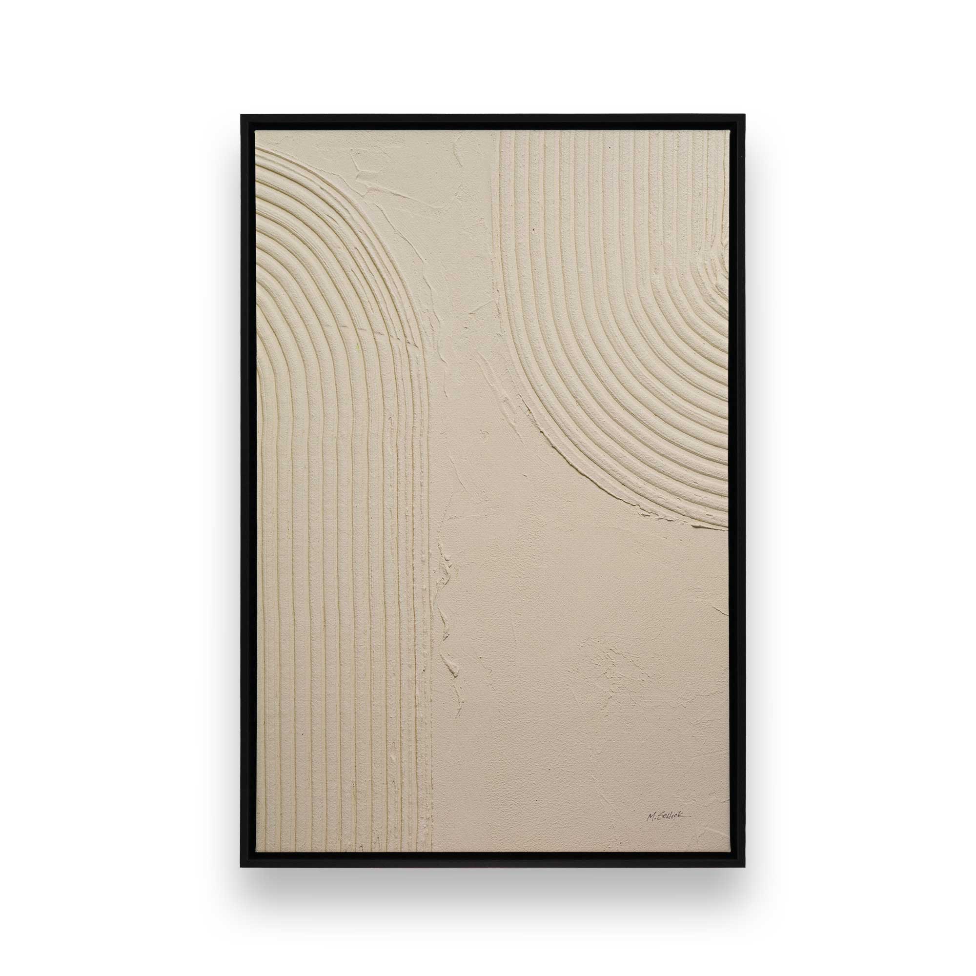 Beige Abstract Echoed Curves Canvas Wall Art Print - Modern Home Decor for Living Room, Bedroom & Office