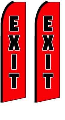 Exit Feather Banner Flags - Complete Kits (Pack of 2) for Outdoor Events, Trade Shows & Emergency Exits | Durable & Highly Visible