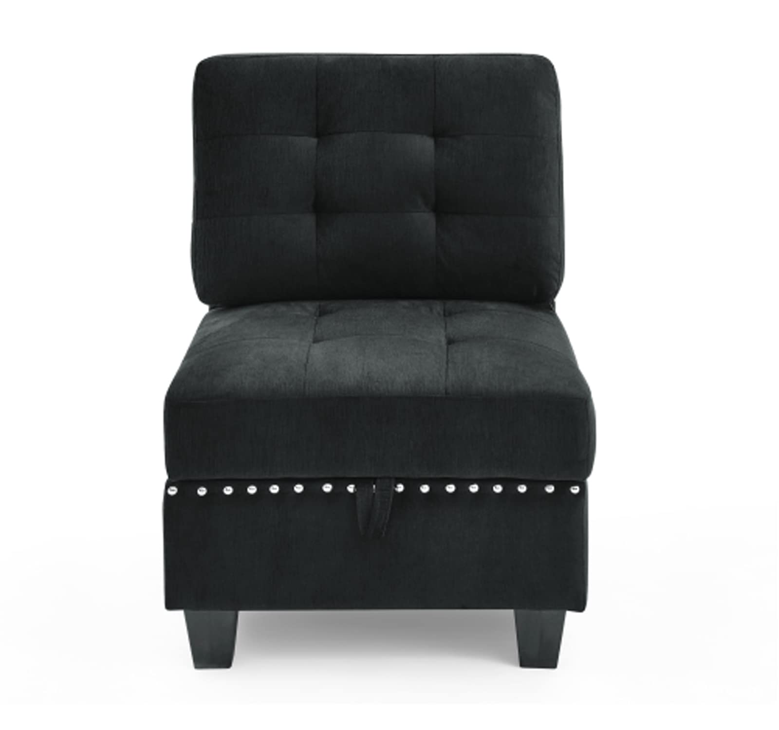 Velvet Corner Chair for Modular Sectional Sofa - Black Corner Module for Living Room Furniture Set | Perfect for Small Spaces & Modern Home Decor