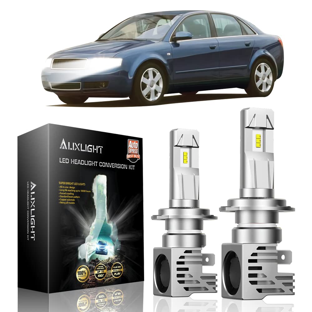 AUXLIGHT H7 H7LL LED Headlight Bulbs - 12000 Lumens, 6000K Cool White, Plug-N-Play Conversion Kit - Compatible with 1996-1997 Audi A4 Hi/Lo Beam & 1998-2002 Hi Beam - Perfect for Night Driving, Foggy Conditions & Enhanced Road Visibility (Pack of 2)