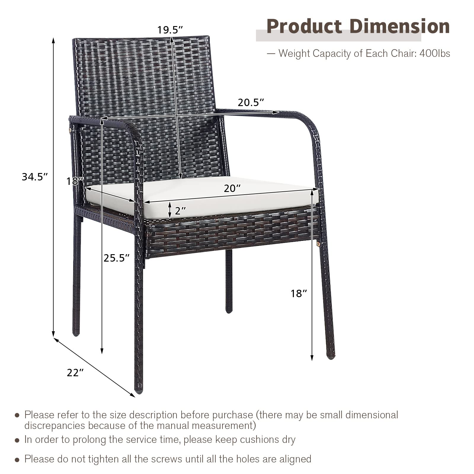 RELAX4LIFE 4-Piece Outdoor Dining Chair Set - All-Weather PE Wicker Patio Chairs with Comfortable Cushions, Durable Rattan Armchairs for Backyard, Poolside, Garden & Lawn - Perfect for Outdoor Entertaining & Relaxation