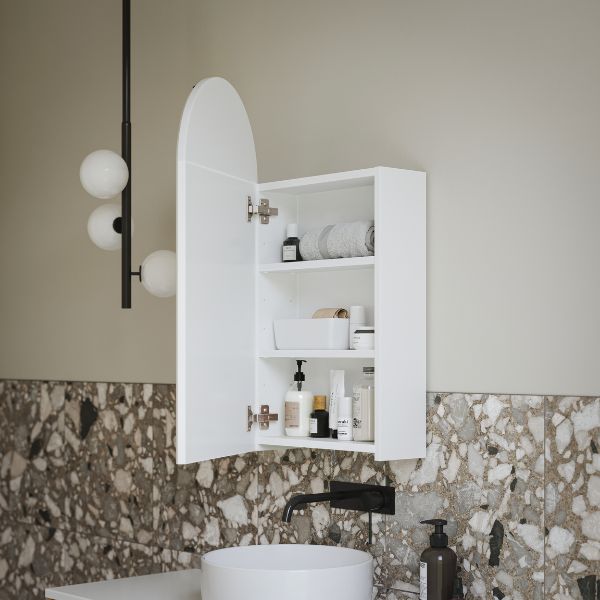 Bao Arch Shaving Cabinet 400mm - Wall Mounted Bathroom Mirror with Storage for Razors & Toiletries | Perfect for Modern Bathrooms & Vanities