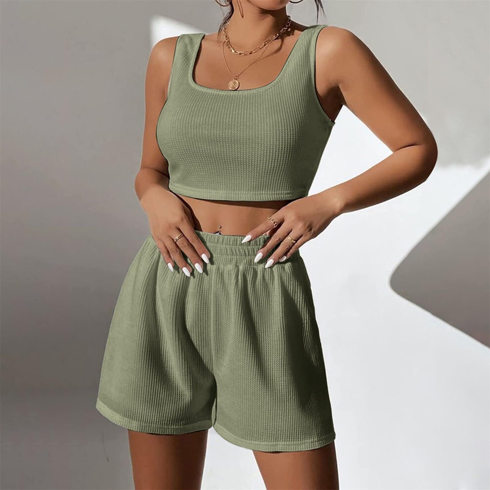 LCMTWX Women's 2-Piece Comfy Outfit Set - Soft Sweatshirt & Gym Shorts, Ribbed Romper Bodysuit & Yoga Pants for Workout | Perfect for Yoga, Gym, Running & Lounge Wear | Amazon Warehouse Deals