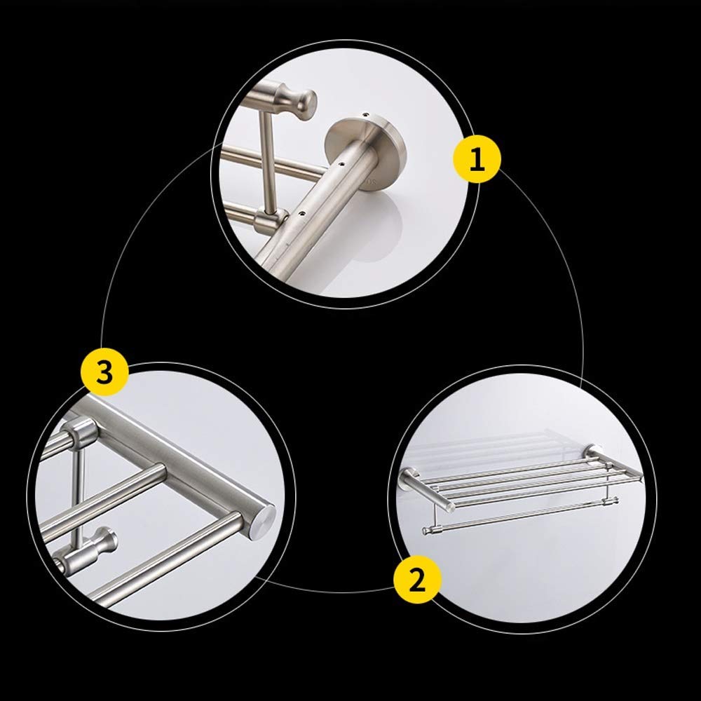 Stainless Steel Bathroom Towel Rack & Shelf Organizer - 60cm Chrome Wall Mounted Double Towel Bar for Bathroom & Shower Storage | Perfect for Small Spaces, Modern Home Decor & Spa-Like Bathroom Experience