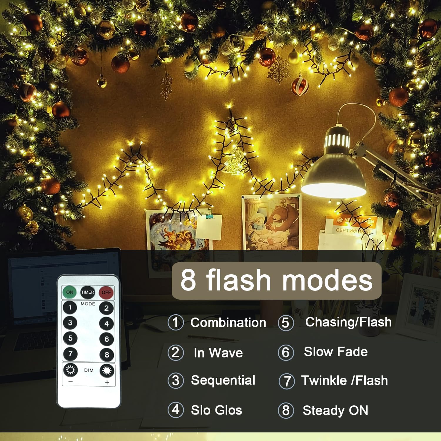 100 LED Battery Remote Control String Lights - 36ft Waterproof Christmas Lights for Indoor/Outdoor Decor, Tree, Wedding, Party, Garden, Wreath & Thanksgiving Decoration | Perfect for Holiday, Home & Event Lighting
