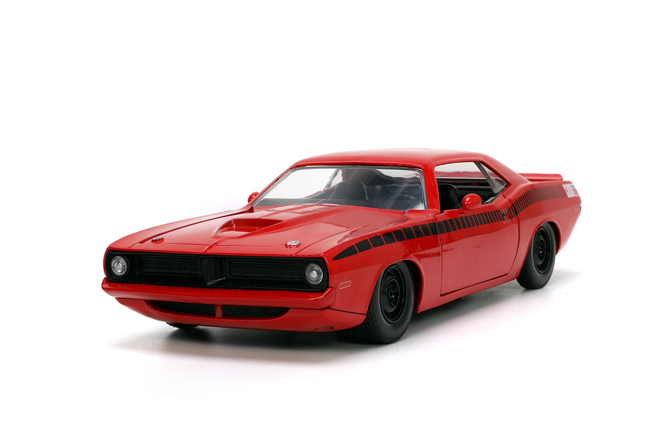 Jada Toys Big Time Muscle 1:24 Scale 1973 Plymouth Barracuda Die-Cast Model Car - Red & Black Collectible Vehicle for Kids & Adults | Perfect for Display, Gift Giving & Car Enthusiast Collections