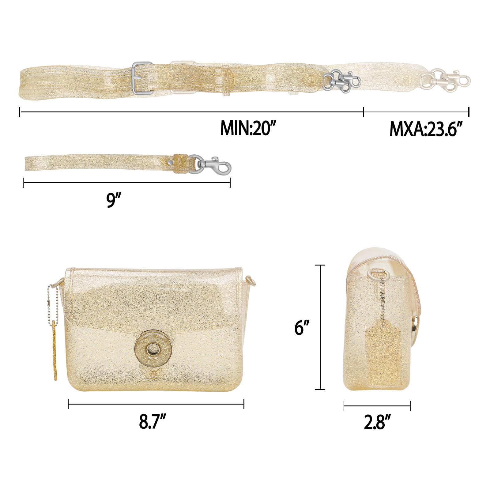 Jelly Tabby Bag - Clear Crossbody Bag for Women with Chain, Vintage-Inspired Convertible Wristlet & Shoulder Purse | Perfect for Concerts, Festivals, Beach & Everyday Use