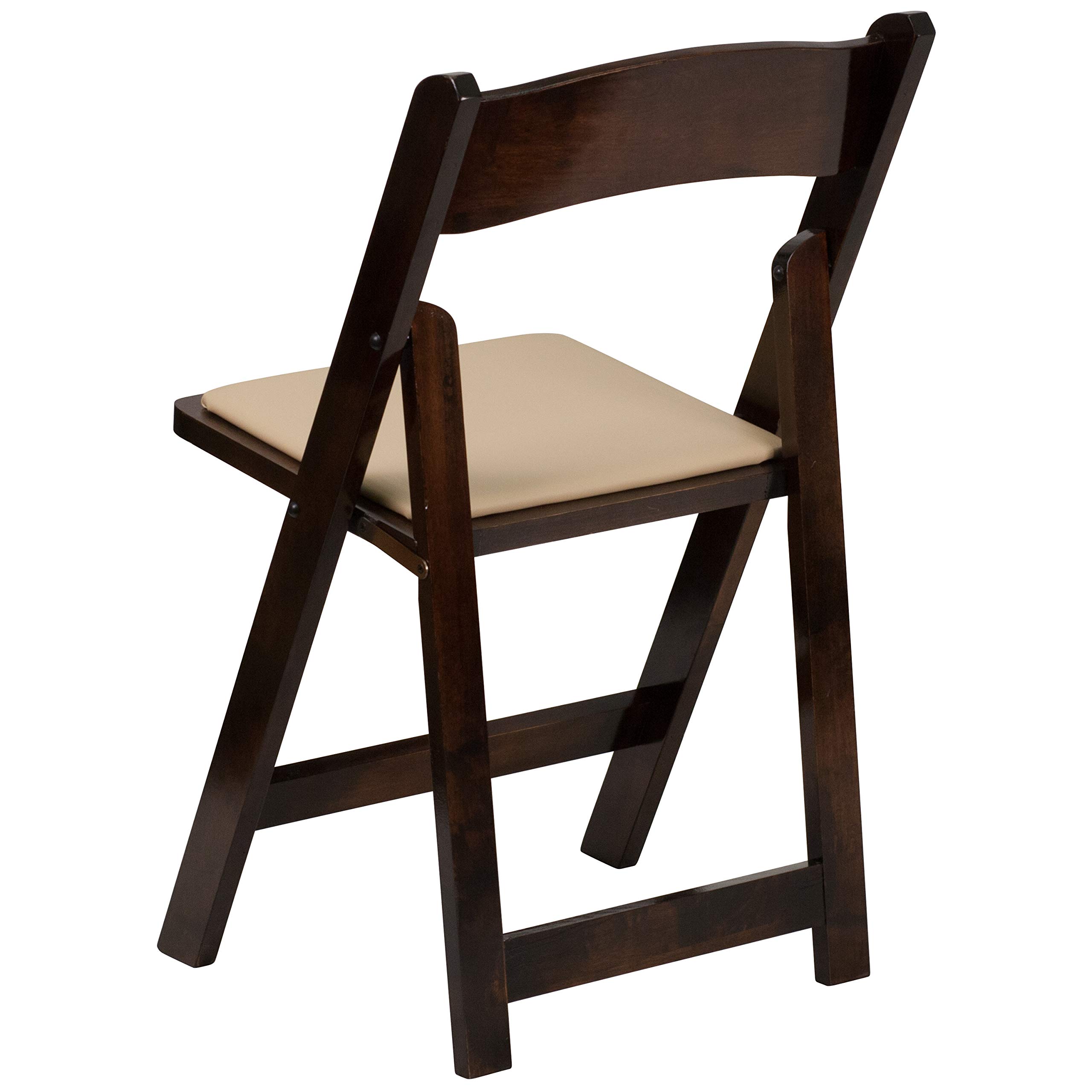 2 Pack Folding Chairs with Vinyl Padded Seat - Solid Fruitwood Frame for Indoor/Outdoor Use - Perfect for Patio, Garden, Picnic, Camping & Home Decor