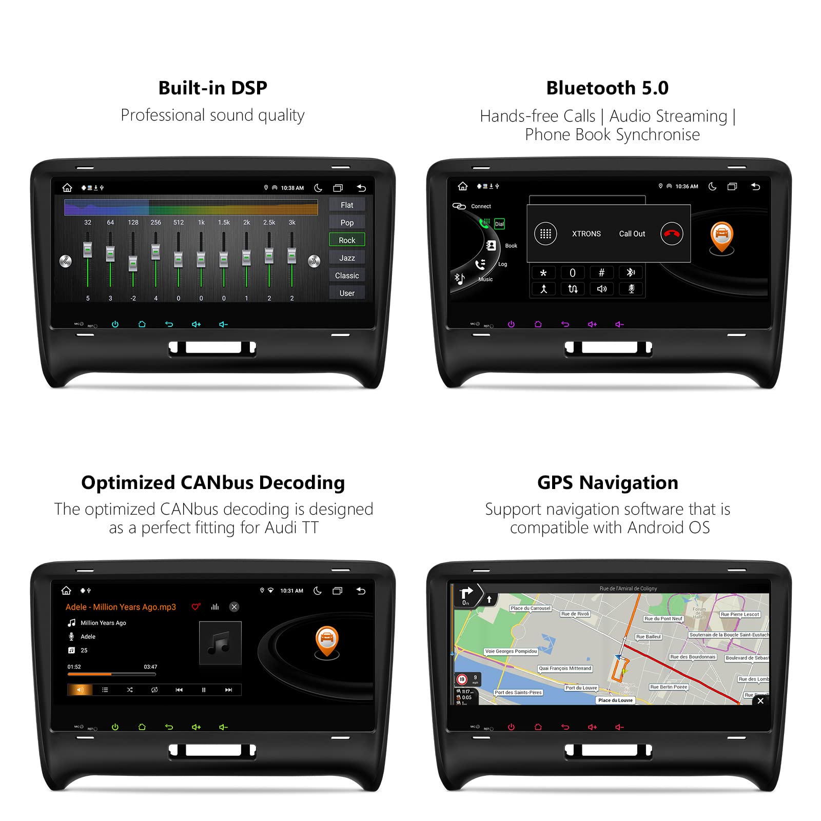 XTRONS Android 12 Car Stereo for Audi TT MK2 8J 2006-2012 - 8.8