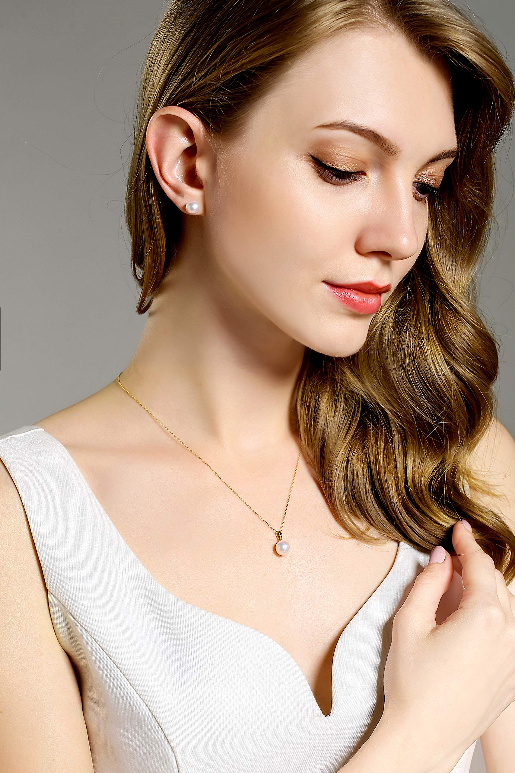 14K Gold AAAAA 8.5-9mm White Freshwater Cultured Pearl Stud Earrings for Women - Elegant Jewelry Gift for Wedding, Anniversary & Special Occasions