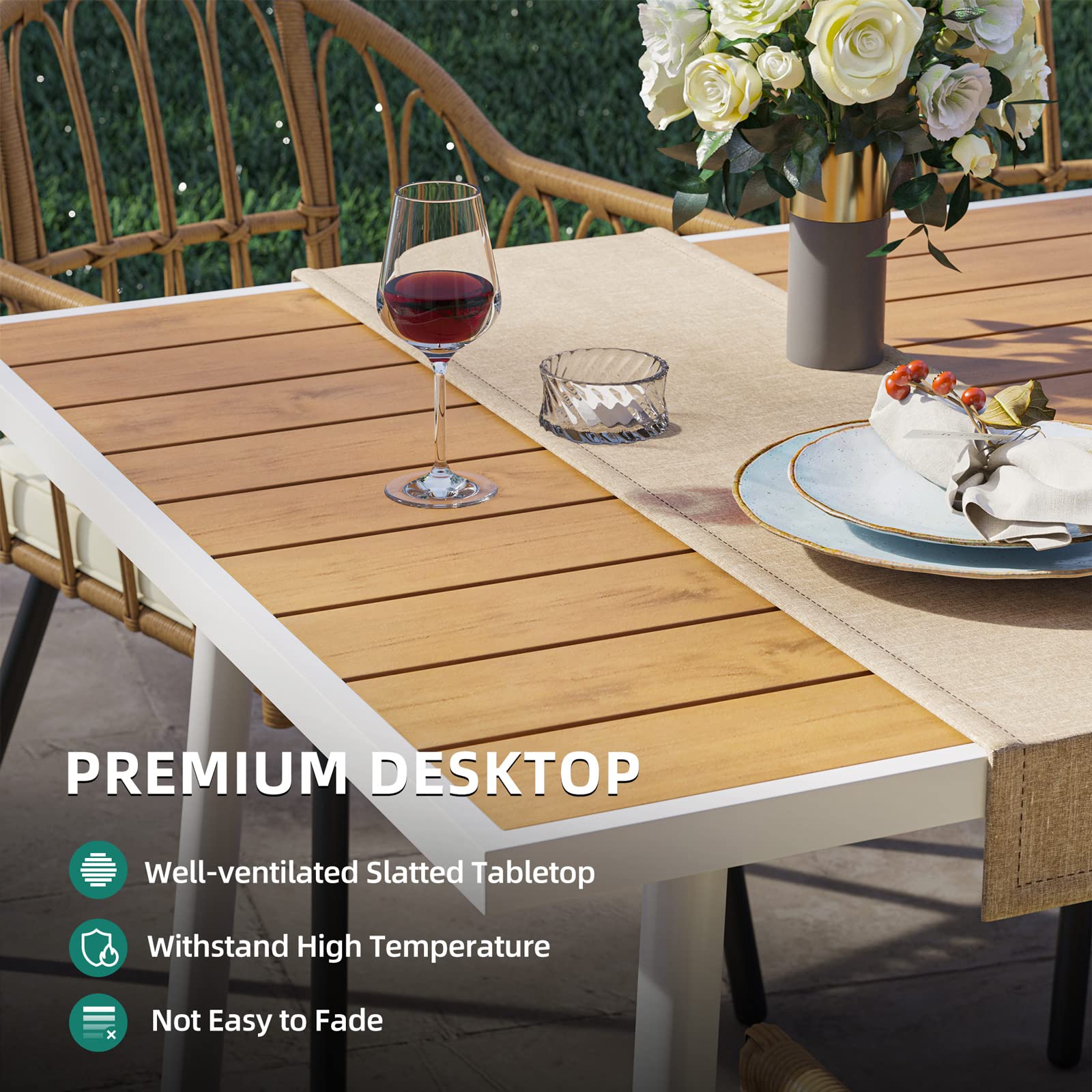 YITAHOME 8-Piece Outdoor Patio Dining Set - Rattan Wicker Chairs, Backless Bench & Table with Umbrella Hole - Perfect for Garden, Backyard, Balcony, Lawn & Outdoor Entertaining