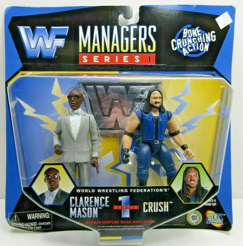 1997 WWF Jakks Pacific Managers Series 1 Clarence Mason & Crush Action Figures - Vintage Wrestling Collectibles for Display & Gifts